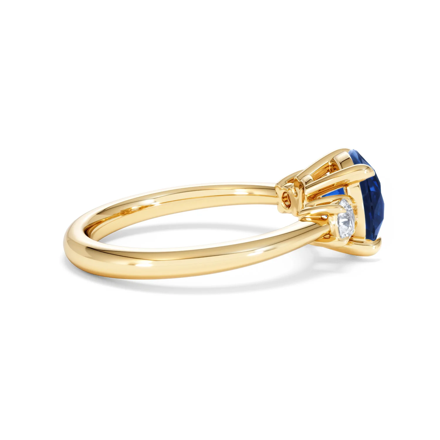 Solene 2.00ct Round Cut Lab Sapphire and Lab Diamond 3 Stone Engagement Ring in 18K Yellow Gold - Image 31