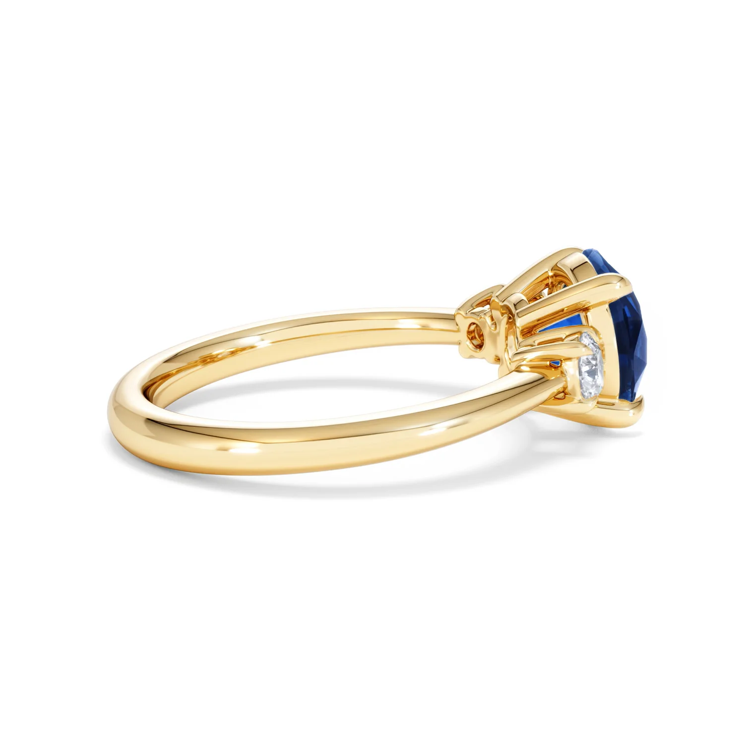 Solene 2.00ct Round Cut Lab Sapphire and Lab Diamond 3 Stone Engagement Ring in 18K Yellow Gold - Image 32