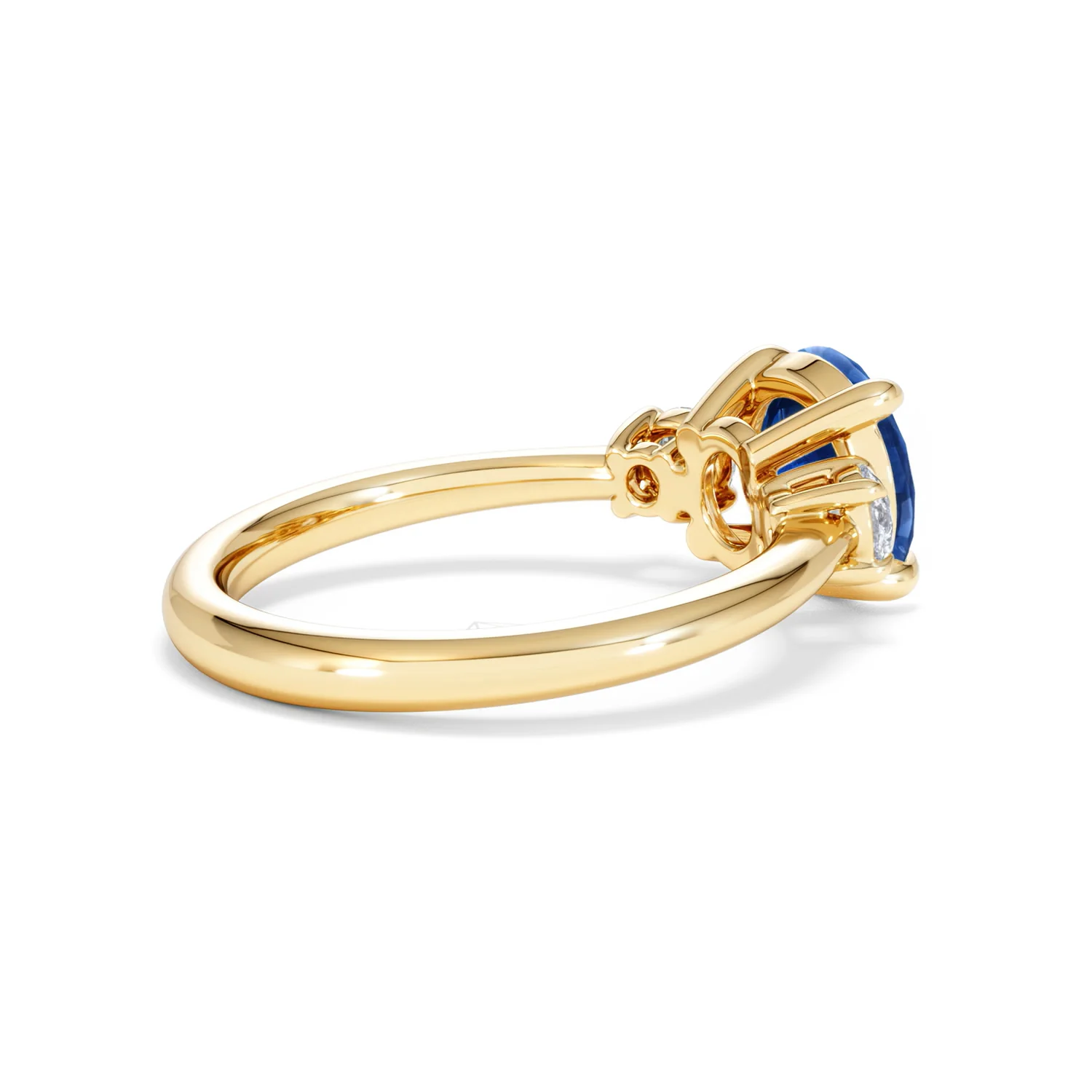 Solene 2.00ct Round Cut Lab Sapphire and Lab Diamond 3 Stone Engagement Ring in 18K Yellow Gold - Image 36