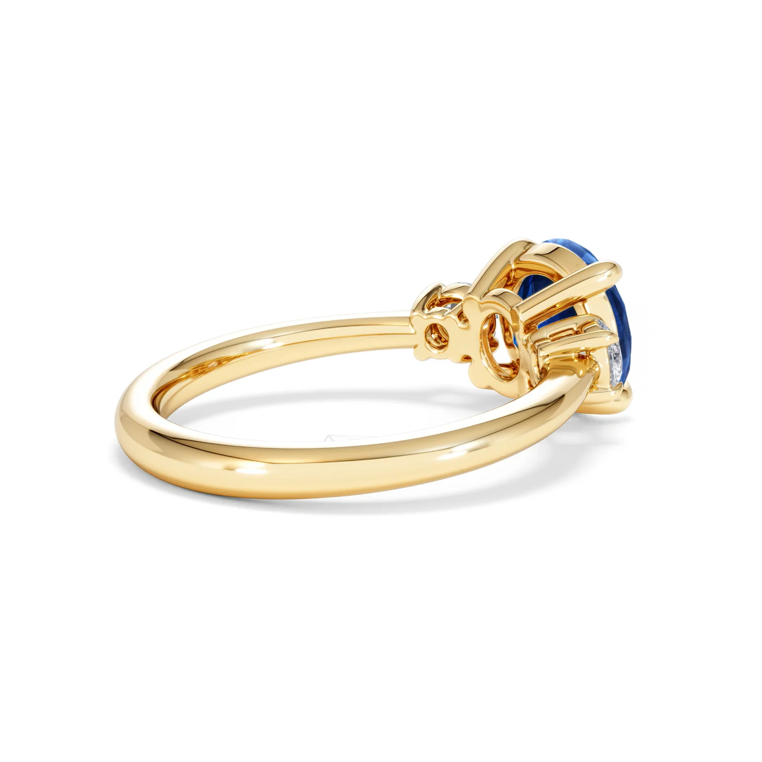 Solene 2.00ct Round Cut Lab Sapphire and Lab Diamond 3 Stone Engagement Ring in 18K Yellow Gold - Image 37