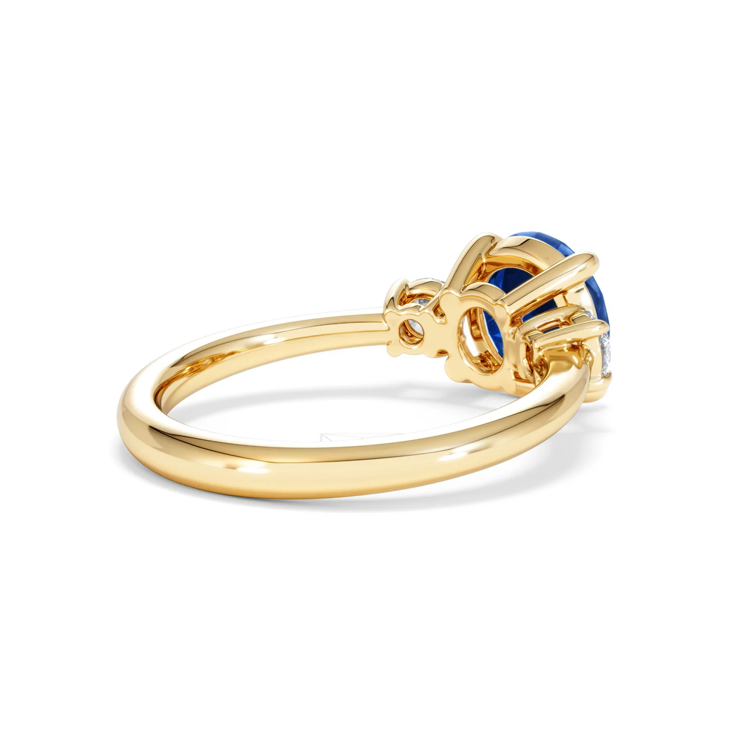Solene 2.00ct Round Cut Lab Sapphire and Lab Diamond 3 Stone Engagement Ring in 18K Yellow Gold - Image 39