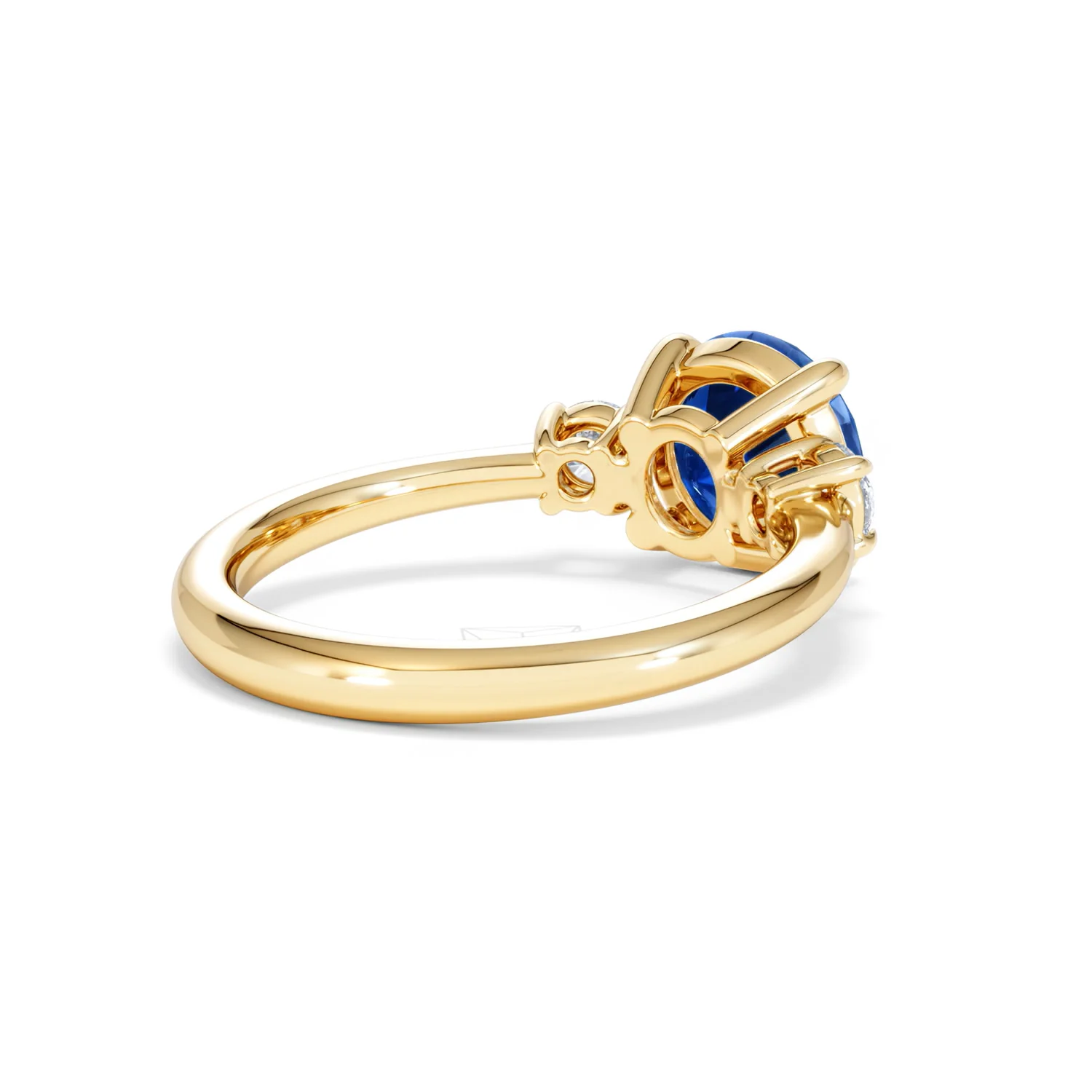 Solene 2.00ct Round Cut Lab Sapphire and Lab Diamond 3 Stone Engagement Ring in 18K Yellow Gold - Image 40