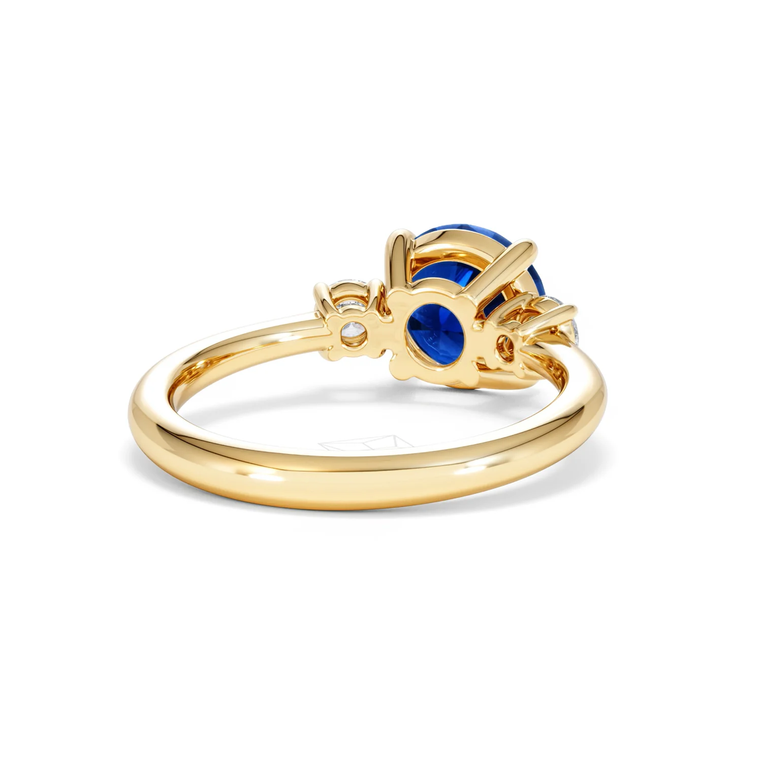Solene 2.00ct Round Cut Lab Sapphire and Lab Diamond 3 Stone Engagement Ring in 18K Yellow Gold - Image 44