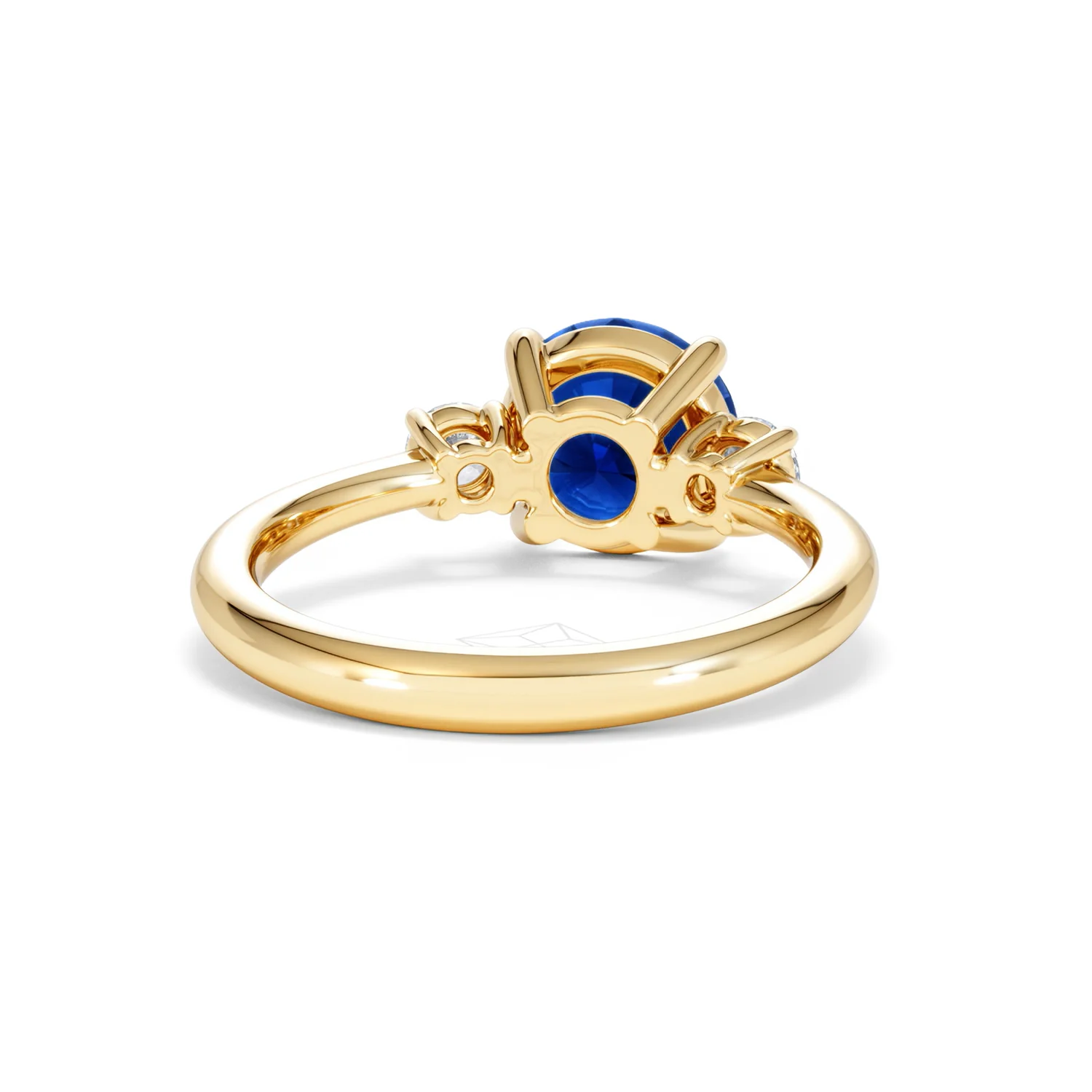 Solene 2.00ct Round Cut Lab Sapphire and Lab Diamond 3 Stone Engagement Ring in 18K Yellow Gold - Image 46