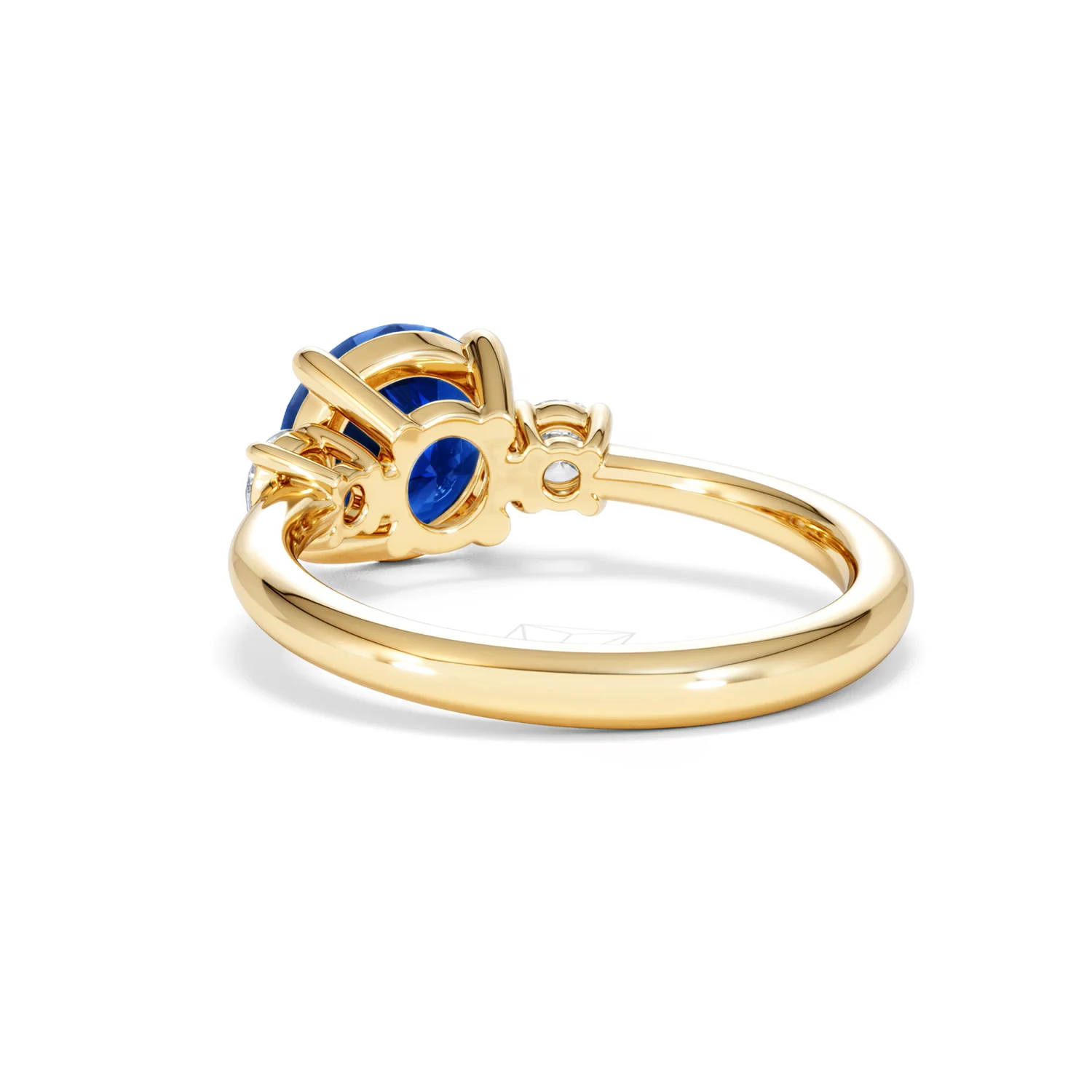 Solene 2.00ct Round Cut Lab Sapphire and Lab Diamond 3 Stone Engagement Ring in 18K Yellow Gold - Image 55