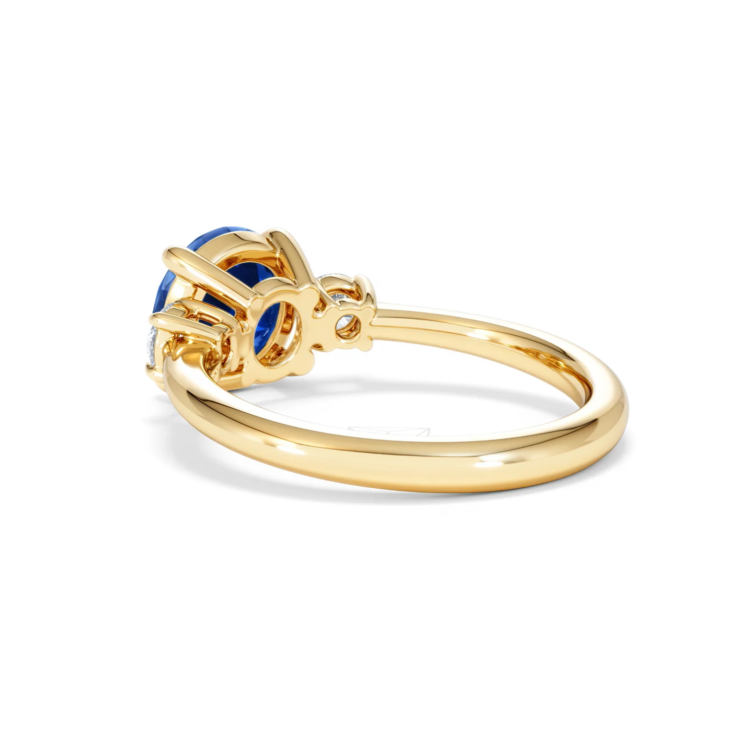 Solene 2.00ct Round Cut Lab Sapphire and Lab Diamond 3 Stone Engagement Ring in 18K Yellow Gold - Image 58