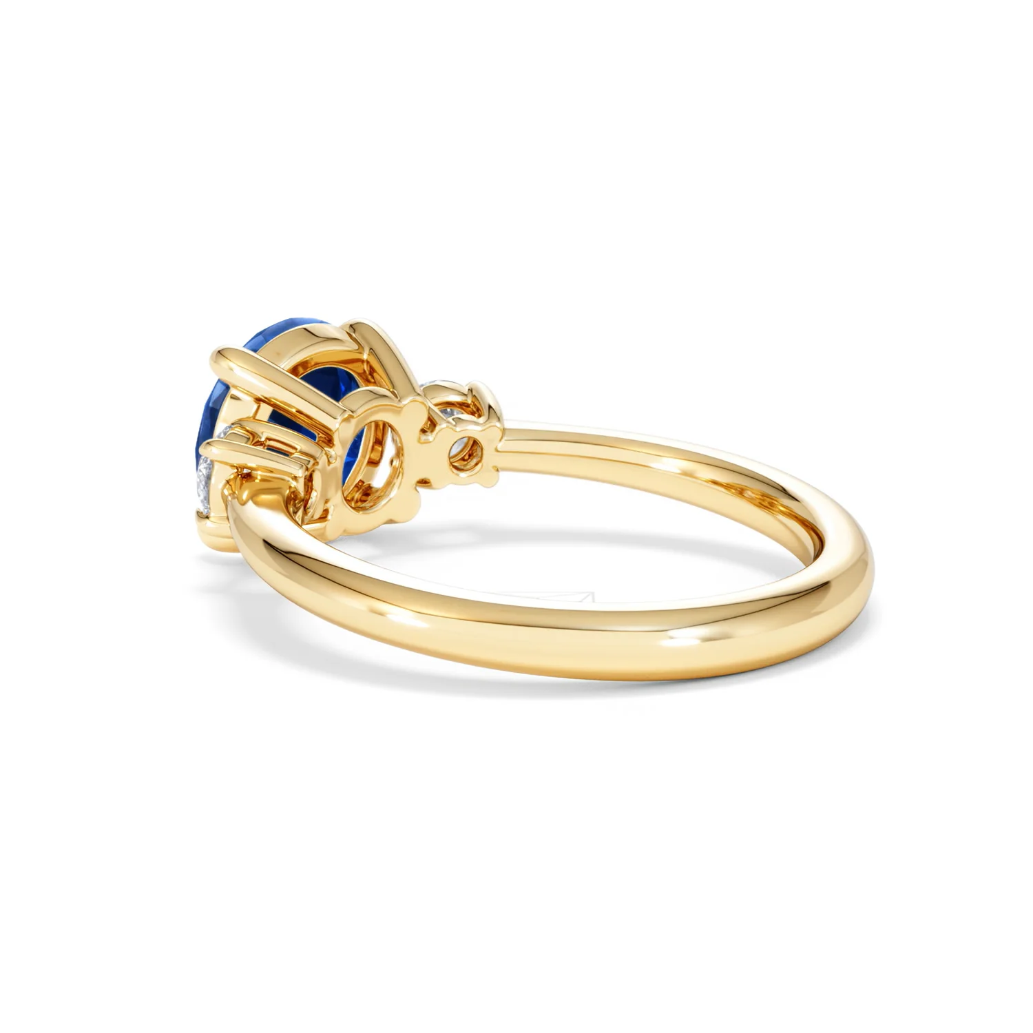 Solene 2.00ct Round Cut Lab Sapphire and Lab Diamond 3 Stone Engagement Ring in 18K Yellow Gold - Image 59