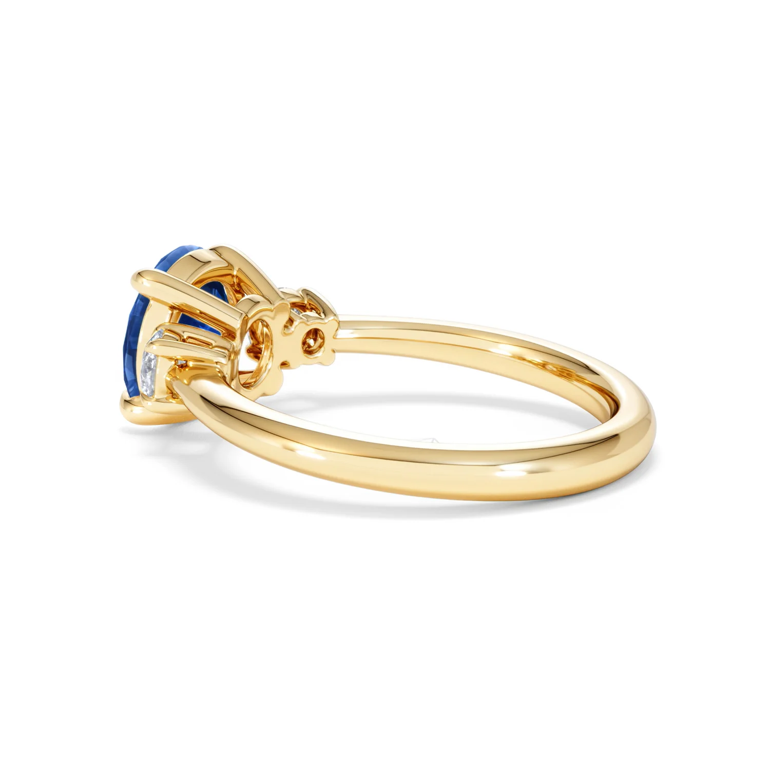 Solene 2.00ct Round Cut Lab Sapphire and Lab Diamond 3 Stone Engagement Ring in 18K Yellow Gold - Image 62
