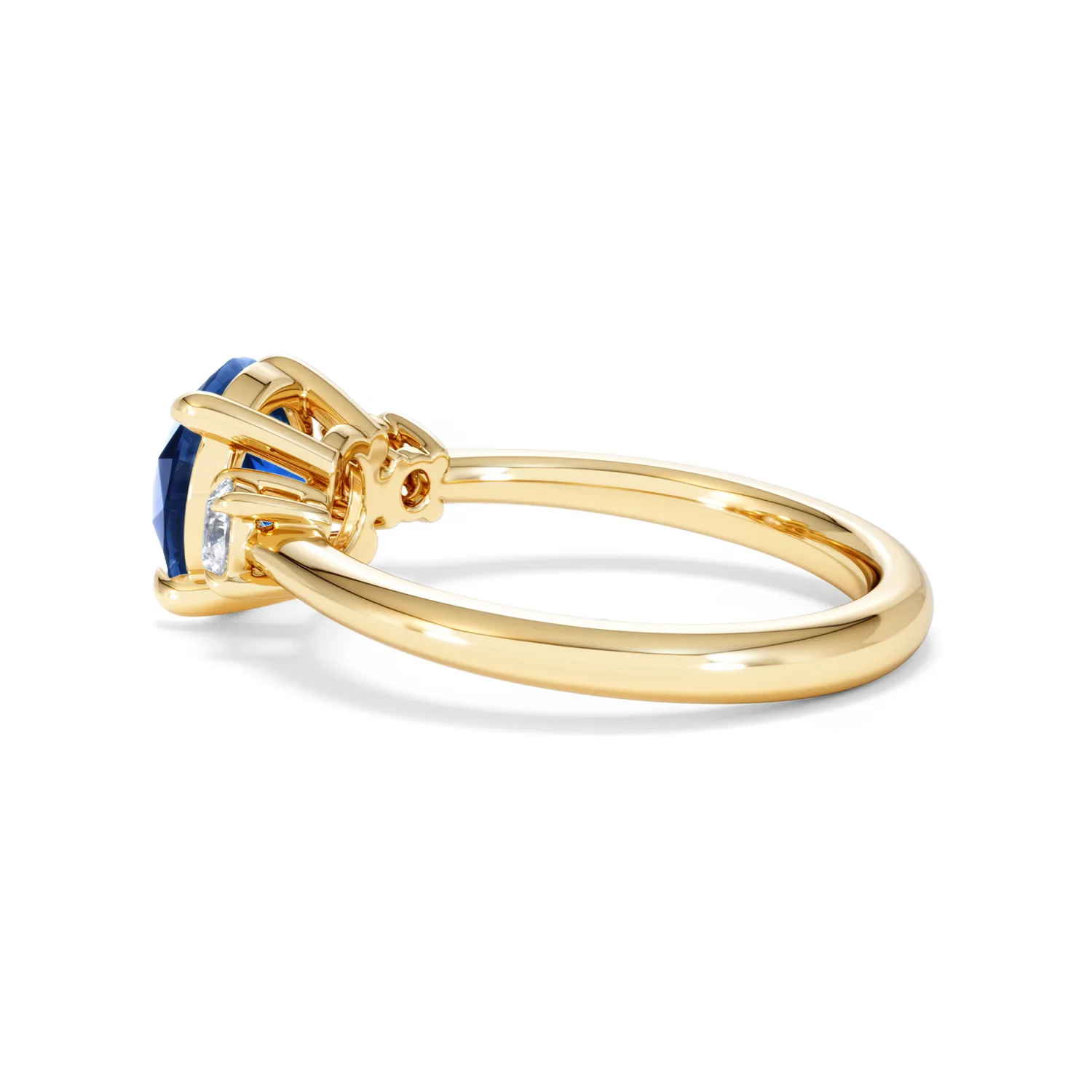 Solene 2.00ct Round Cut Lab Sapphire and Lab Diamond 3 Stone Engagement Ring in 18K Yellow Gold - Image 64