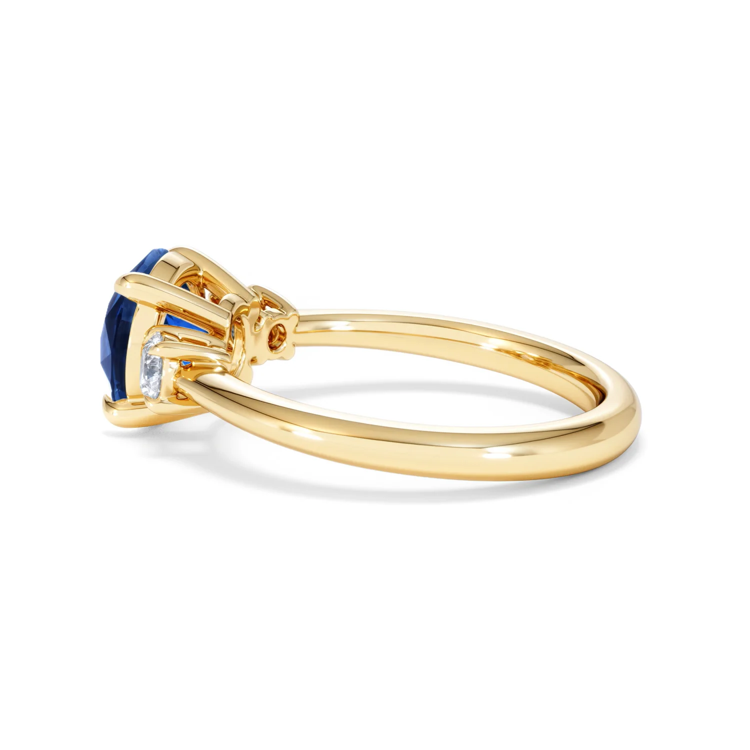 Solene 2.00ct Round Cut Lab Sapphire and Lab Diamond 3 Stone Engagement Ring in 18K Yellow Gold - Image 65