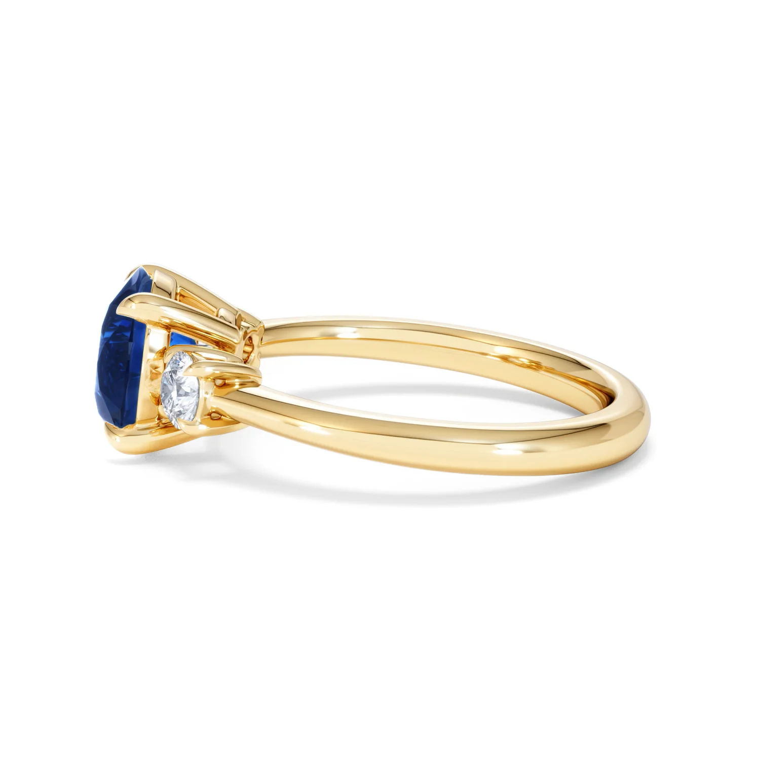 Solene 2.00ct Round Cut Lab Sapphire and Lab Diamond 3 Stone Engagement Ring in 18K Yellow Gold - Image 69