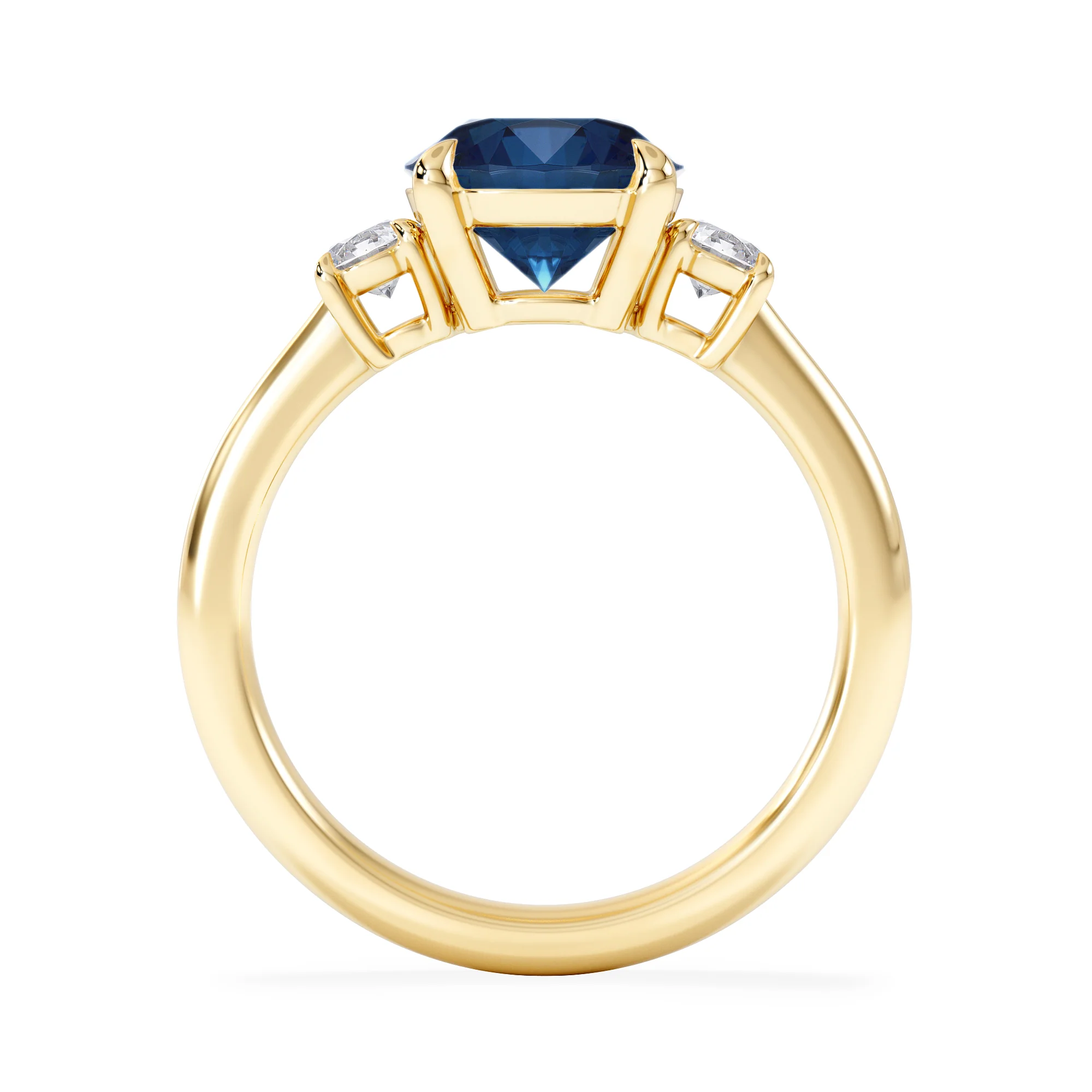 Solene 2.00ct Round Cut Lab Sapphire and Lab Diamond 3 Stone Engagement Ring in 18K Yellow Gold - Image 7