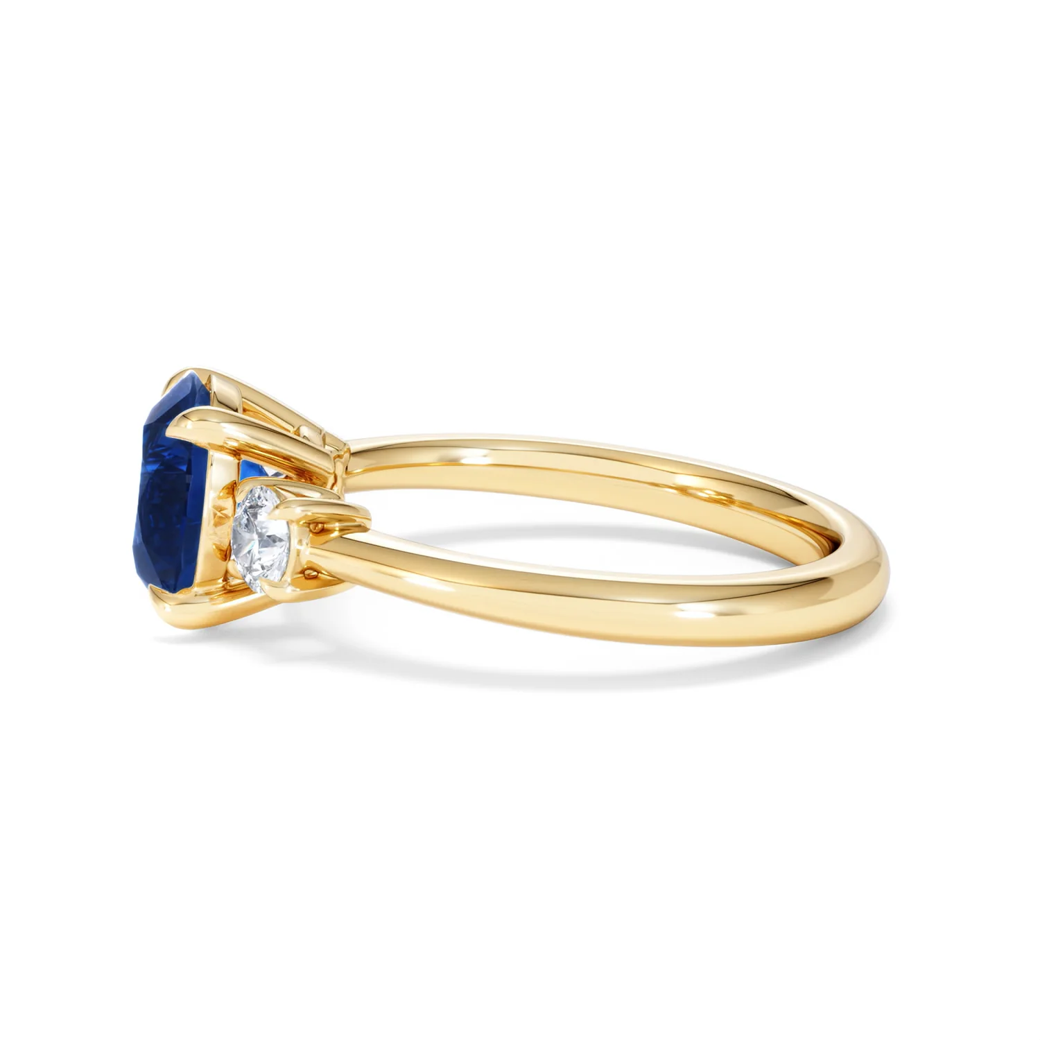 Solene 2.00ct Round Cut Lab Sapphire and Lab Diamond 3 Stone Engagement Ring in 18K Yellow Gold - Image 70