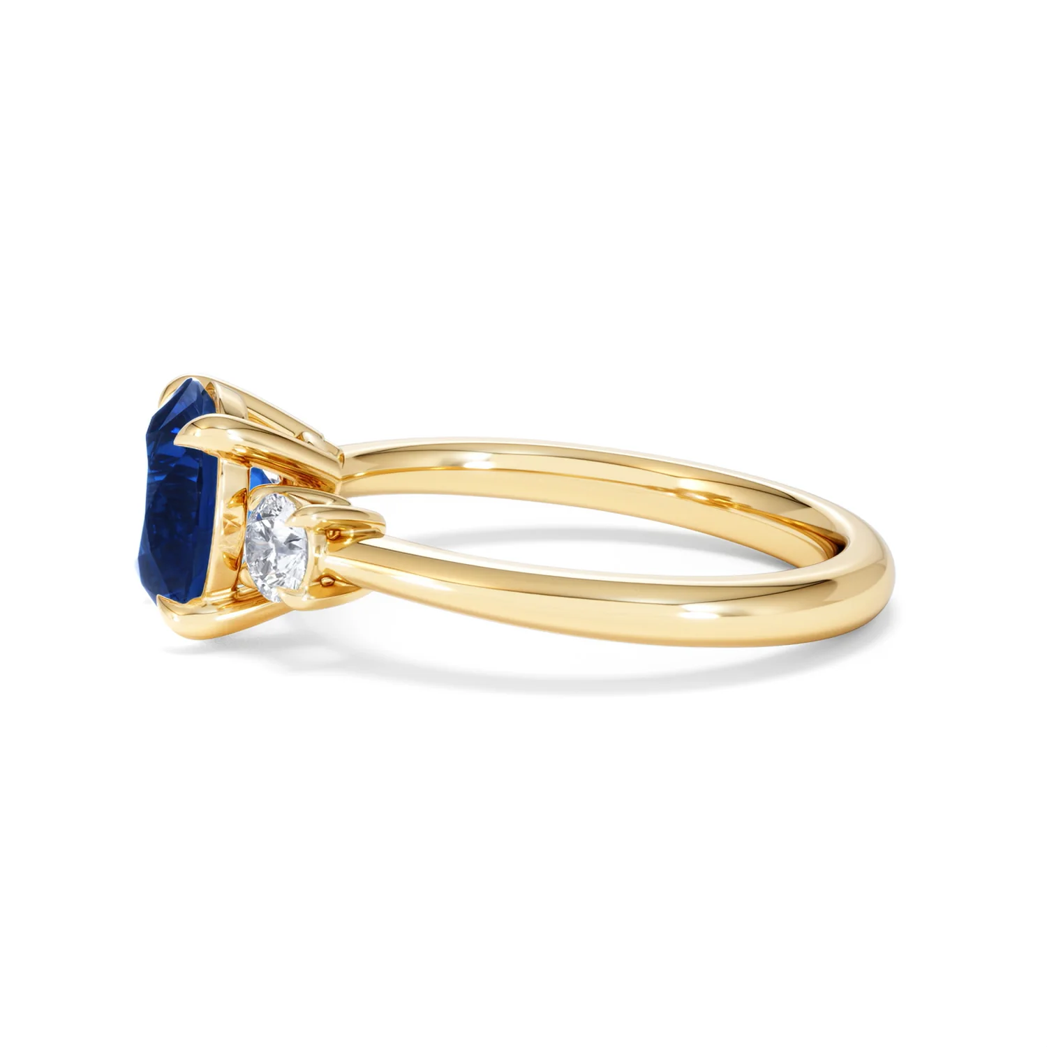 Solene 2.00ct Round Cut Lab Sapphire and Lab Diamond 3 Stone Engagement Ring in 18K Yellow Gold - Image 71