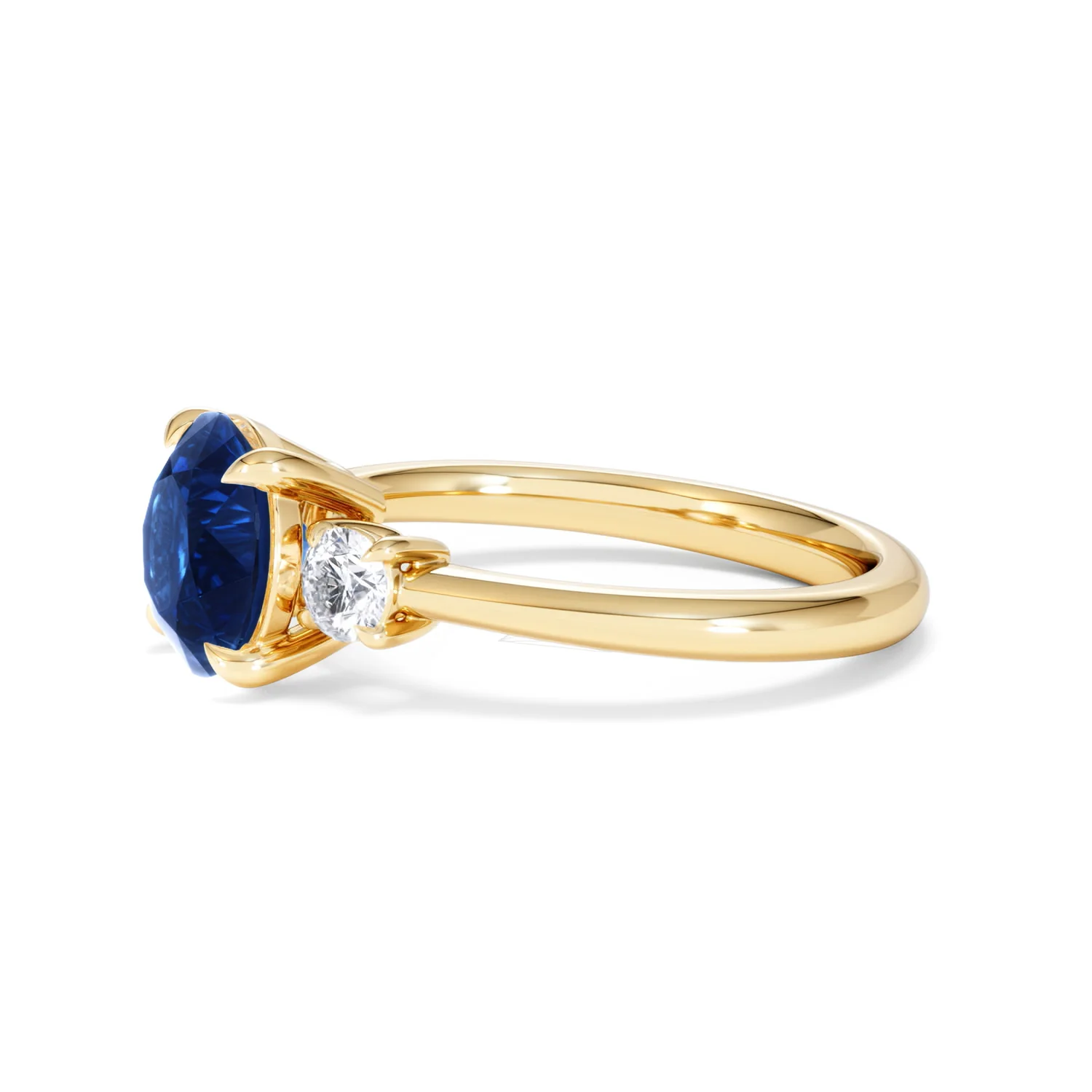 Solene 2.00ct Round Cut Lab Sapphire and Lab Diamond 3 Stone Engagement Ring in 18K Yellow Gold - Image 74