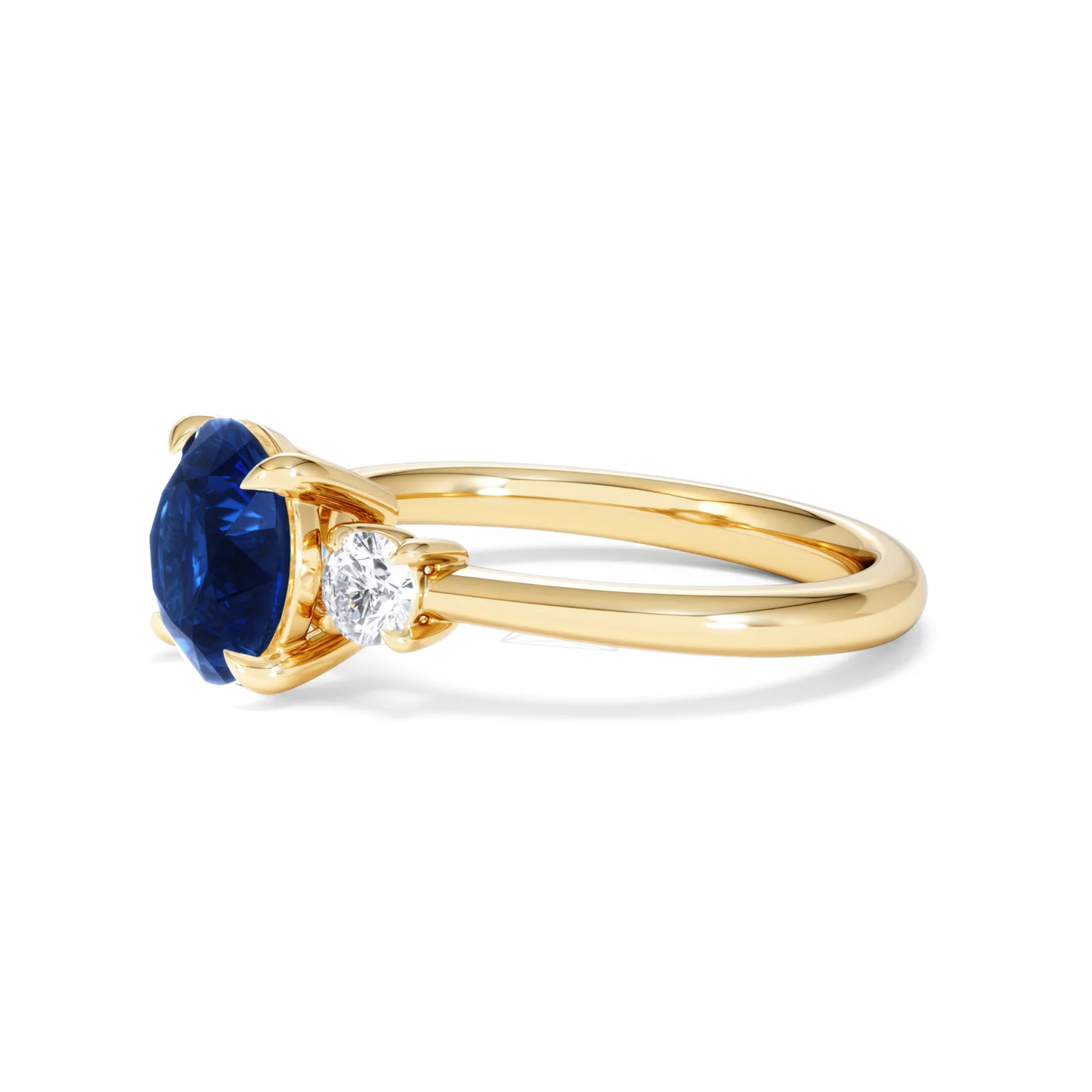 Solene 2.00ct Round Cut Lab Sapphire and Lab Diamond 3 Stone Engagement Ring in 18K Yellow Gold - Image 75