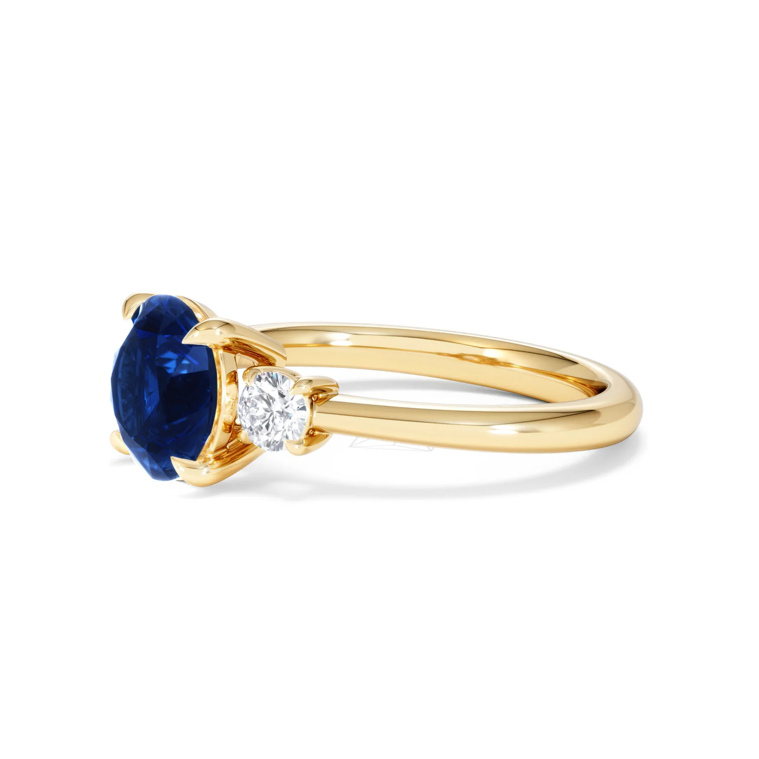 Solene 2.00ct Round Cut Lab Sapphire and Lab Diamond 3 Stone Engagement Ring in 18K Yellow Gold - Image 76