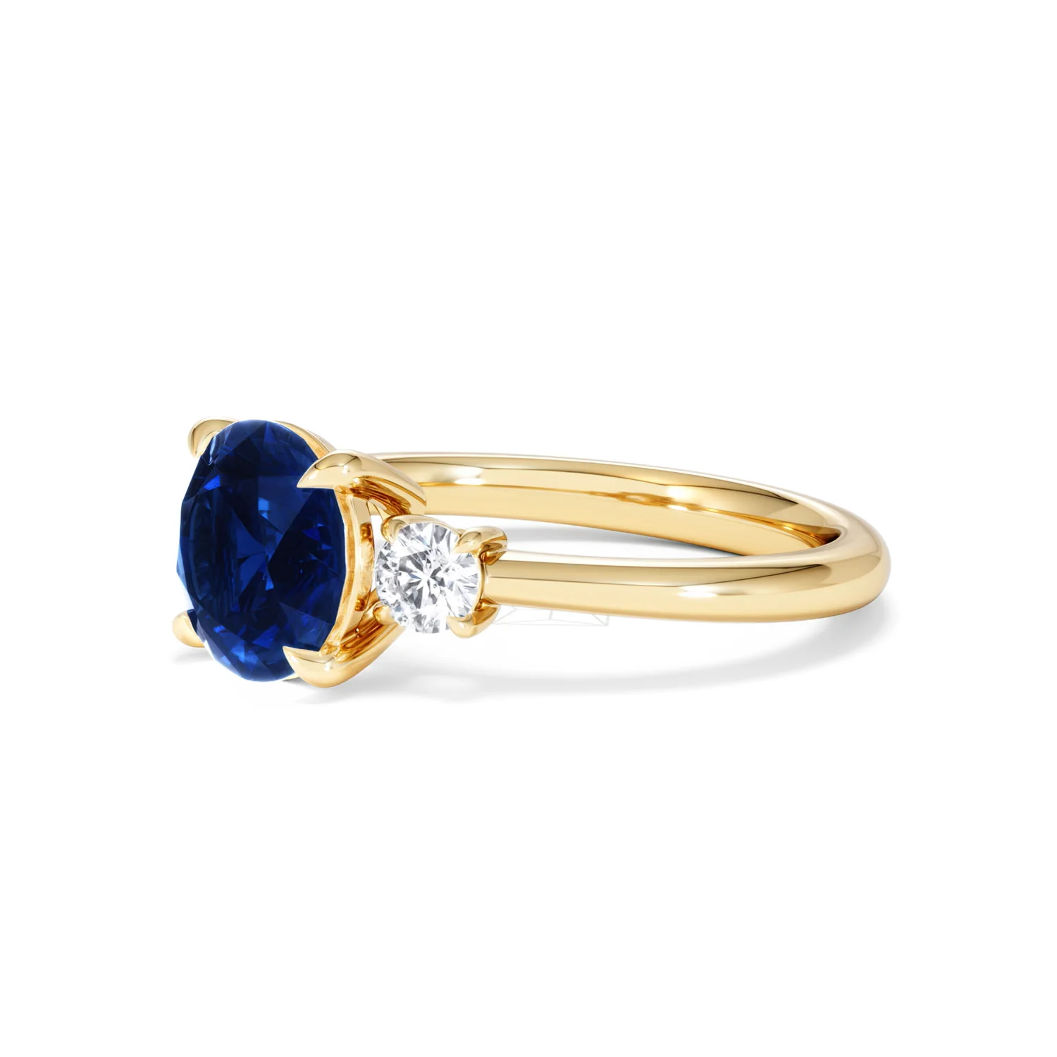 Solene 2.00ct Round Cut Lab Sapphire and Lab Diamond 3 Stone Engagement Ring in 18K Yellow Gold - Image 78