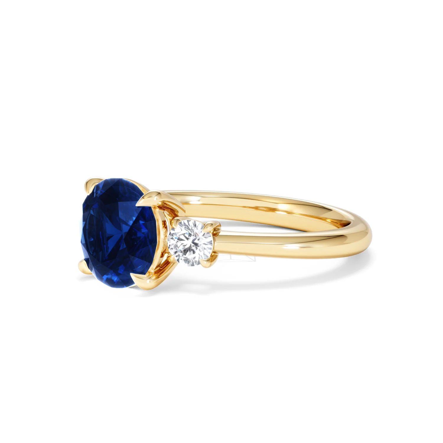 Solene 2.00ct Round Cut Lab Sapphire and Lab Diamond 3 Stone Engagement Ring in 18K Yellow Gold - Image 79