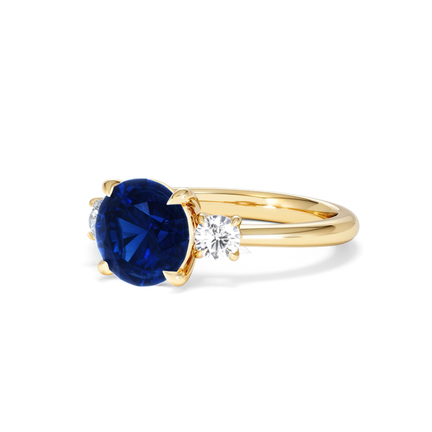Solene 2.00ct Round Cut Lab Sapphire and Lab Diamond 3 Stone Engagement Ring in 18K Yellow Gold - Image 82