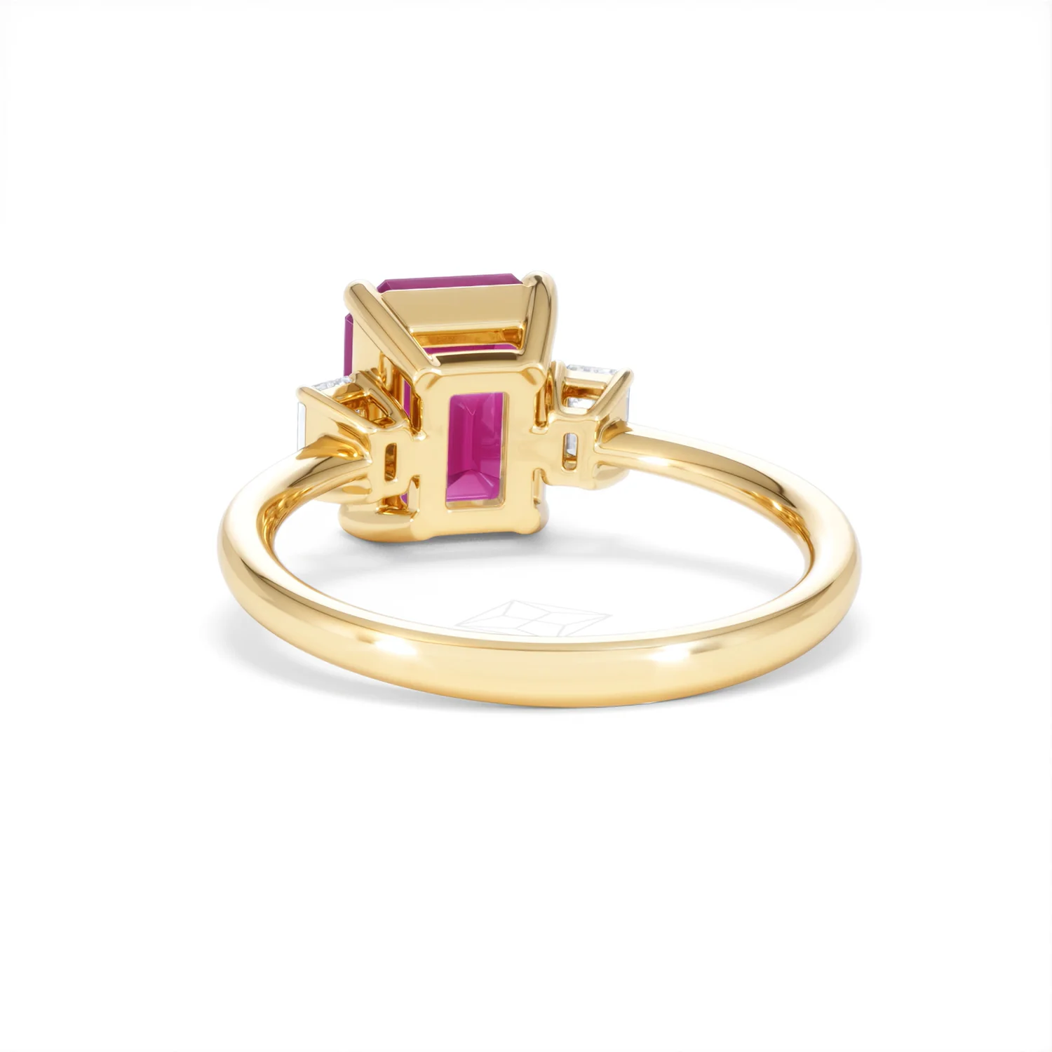 Solene 2.50ct Emerald Cut Lab Ruby and Lab Diamond 3 Stone Engagement Ring in 18K Yellow Gold - Image 52