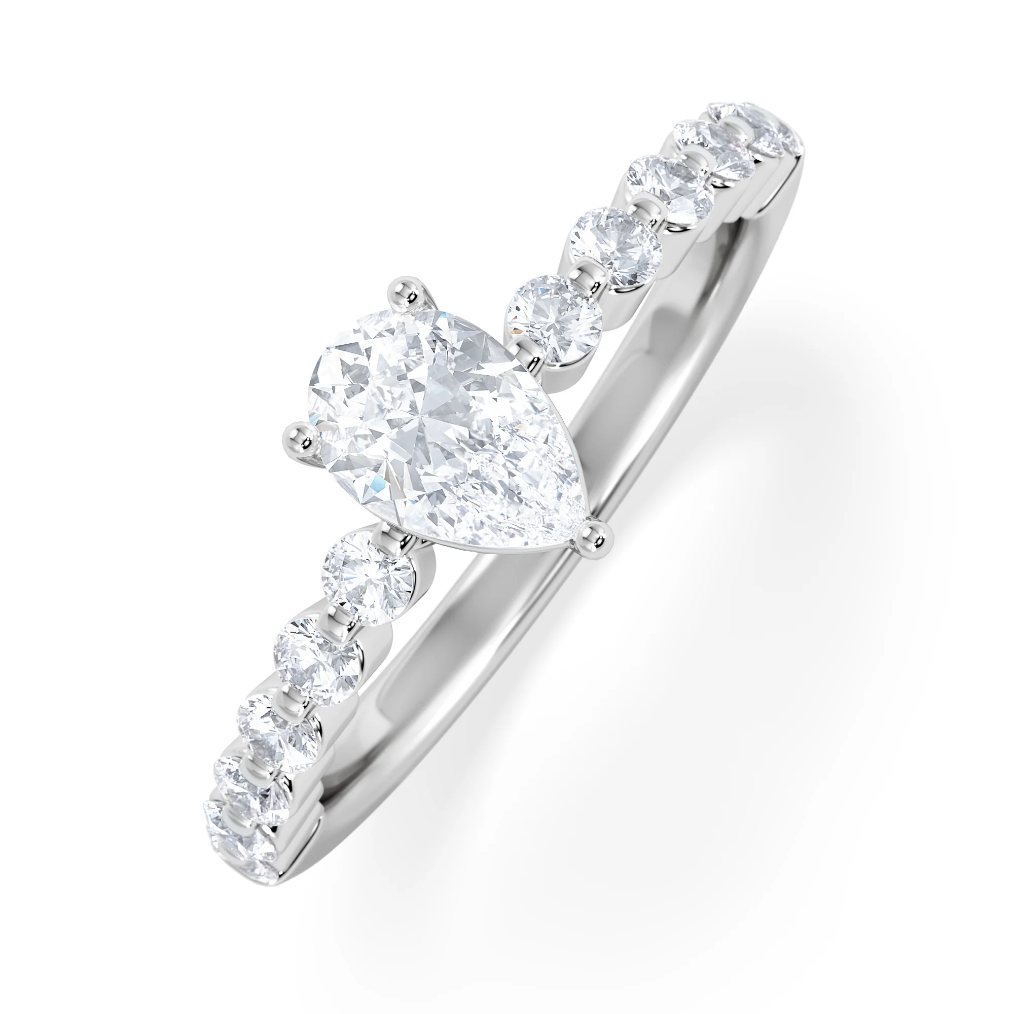 Solstice Pear Cut 0.80ct Lab Diamond Engagement Ring F/VS in 9k White Gold
