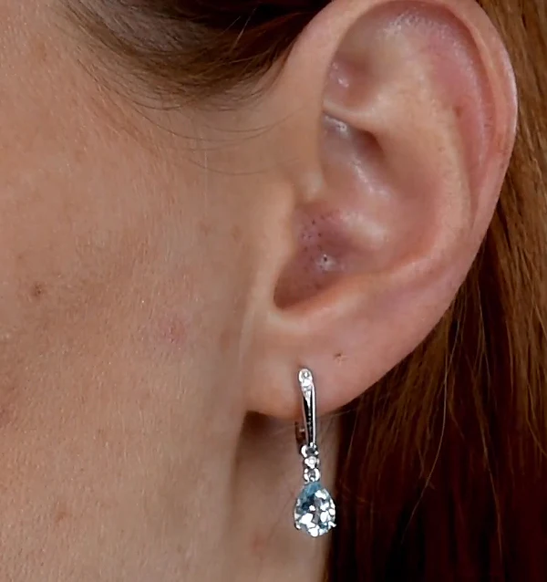 Stellato Blue Topaz and Diamond Earrings 0.03ct in 9K White Gold - Image 4