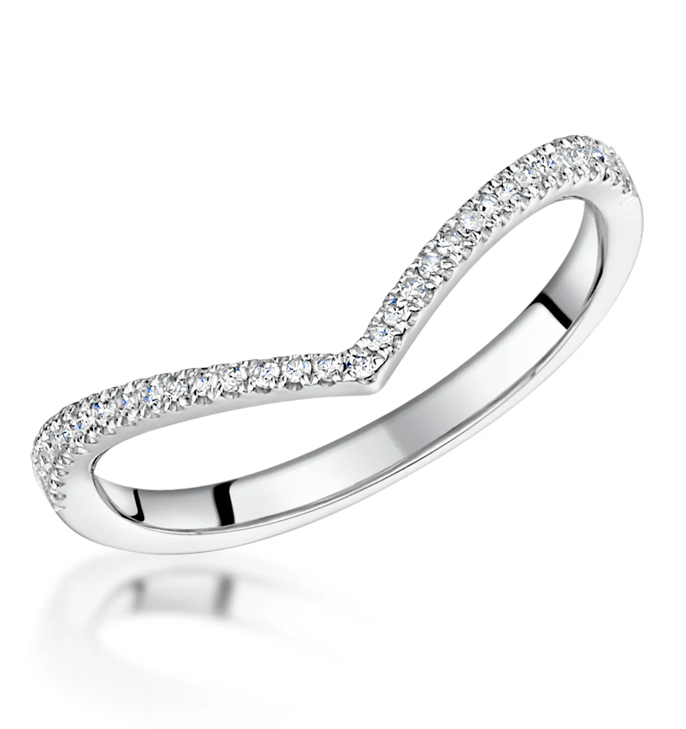 Stellato Collection Diamond Wishbone Ring 0.12ct in 9K White Gold