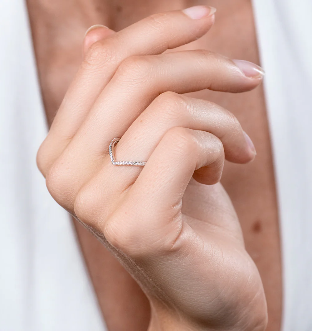 Stellato Collection Diamond Wishbone Ring 0.12ct in 9K White Gold - Image 2