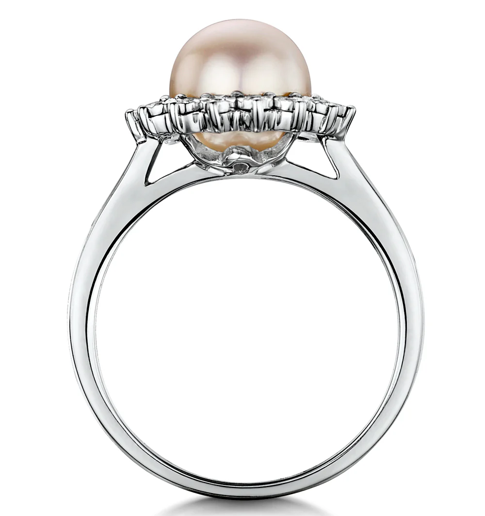 Stellato Collection Pearl and Diamond Ring 0.05ct in 9K White Gold - Image 4