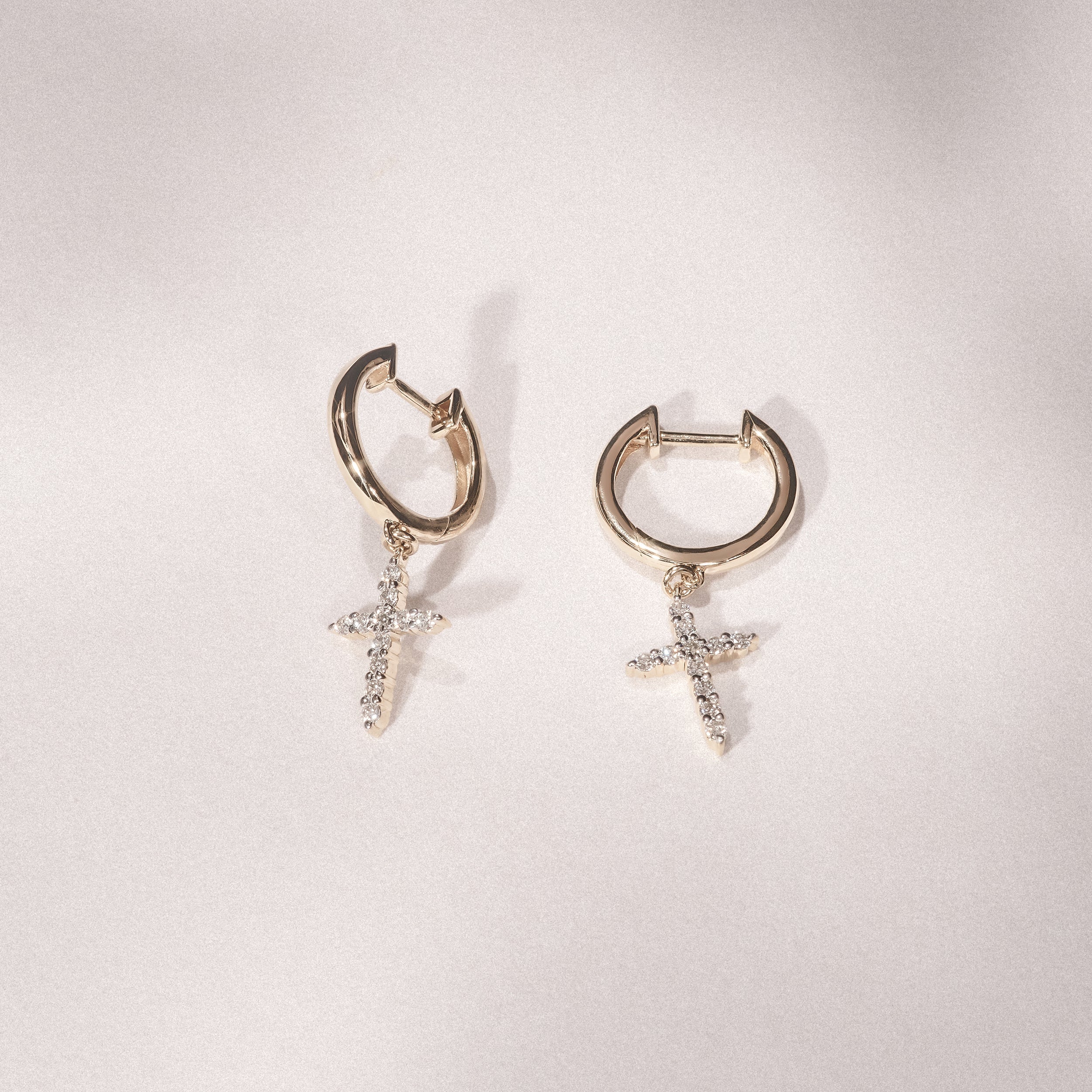 Stellato Cross Hoop 0.24ct H/SI Round Cut Lab Diamond Earrings in 18K Gold Vermeil - Image 2