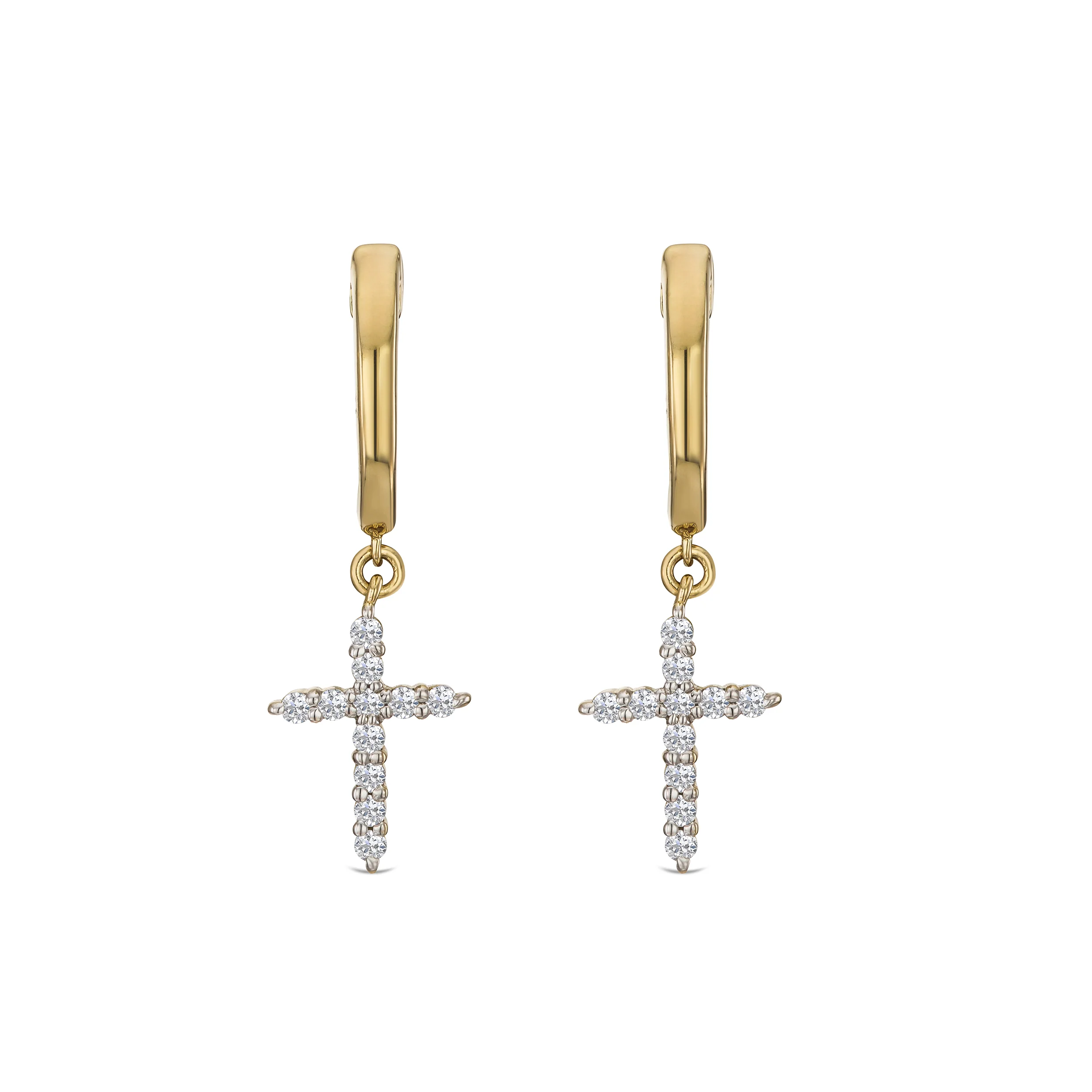 Stellato Cross Hoop 0.24ct H/SI Round Cut Lab Diamond Earrings in 18K Gold Vermeil - Image 3