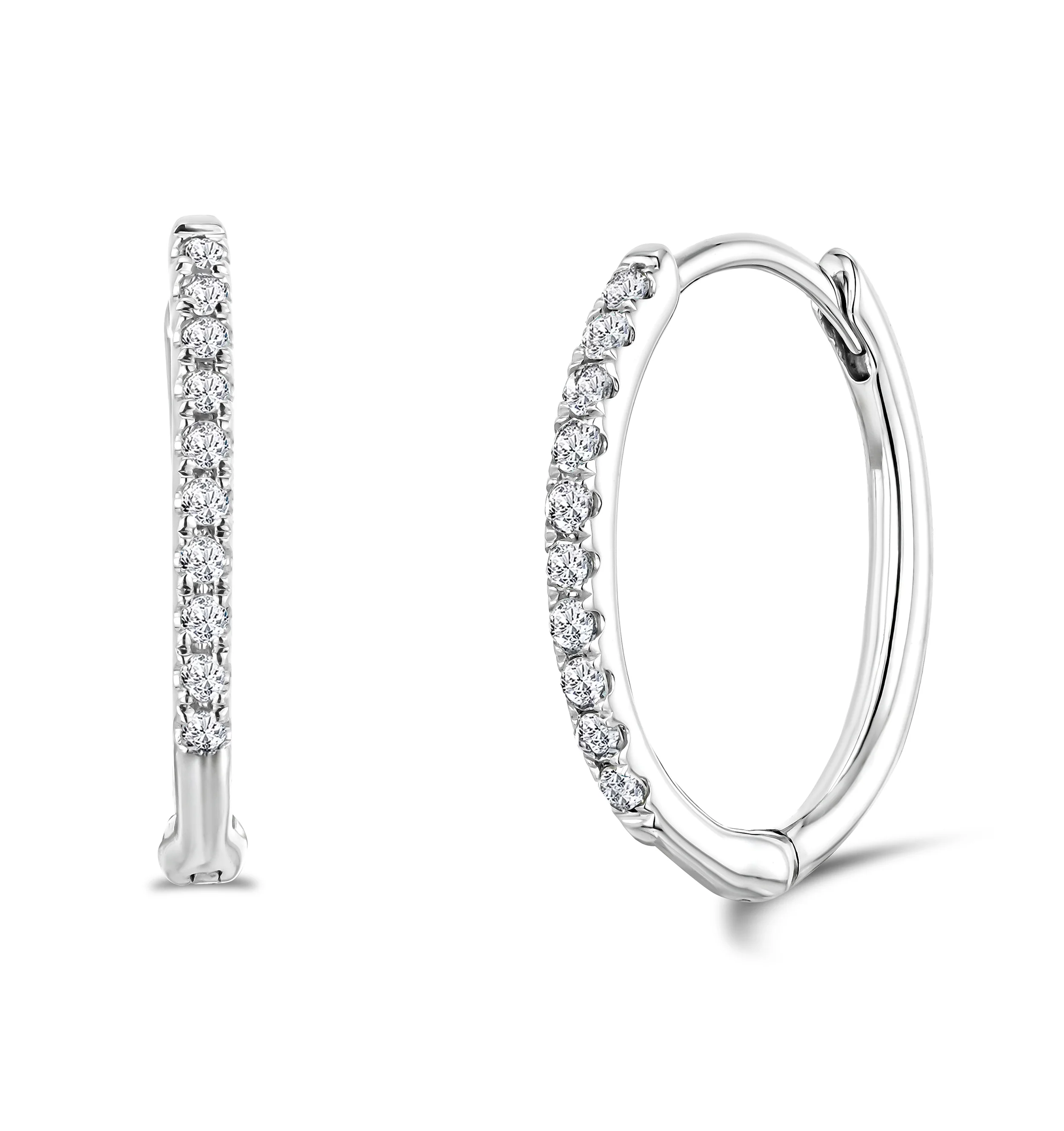 Stellato Diamond Encrusted Huggie Earrings 0.09ct in 9K White Gold - Image 6