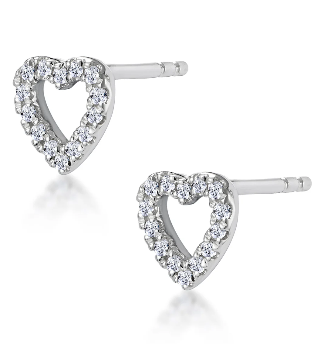 Stellato Diamond Heart Earrings in 9K White Gold - Image 3