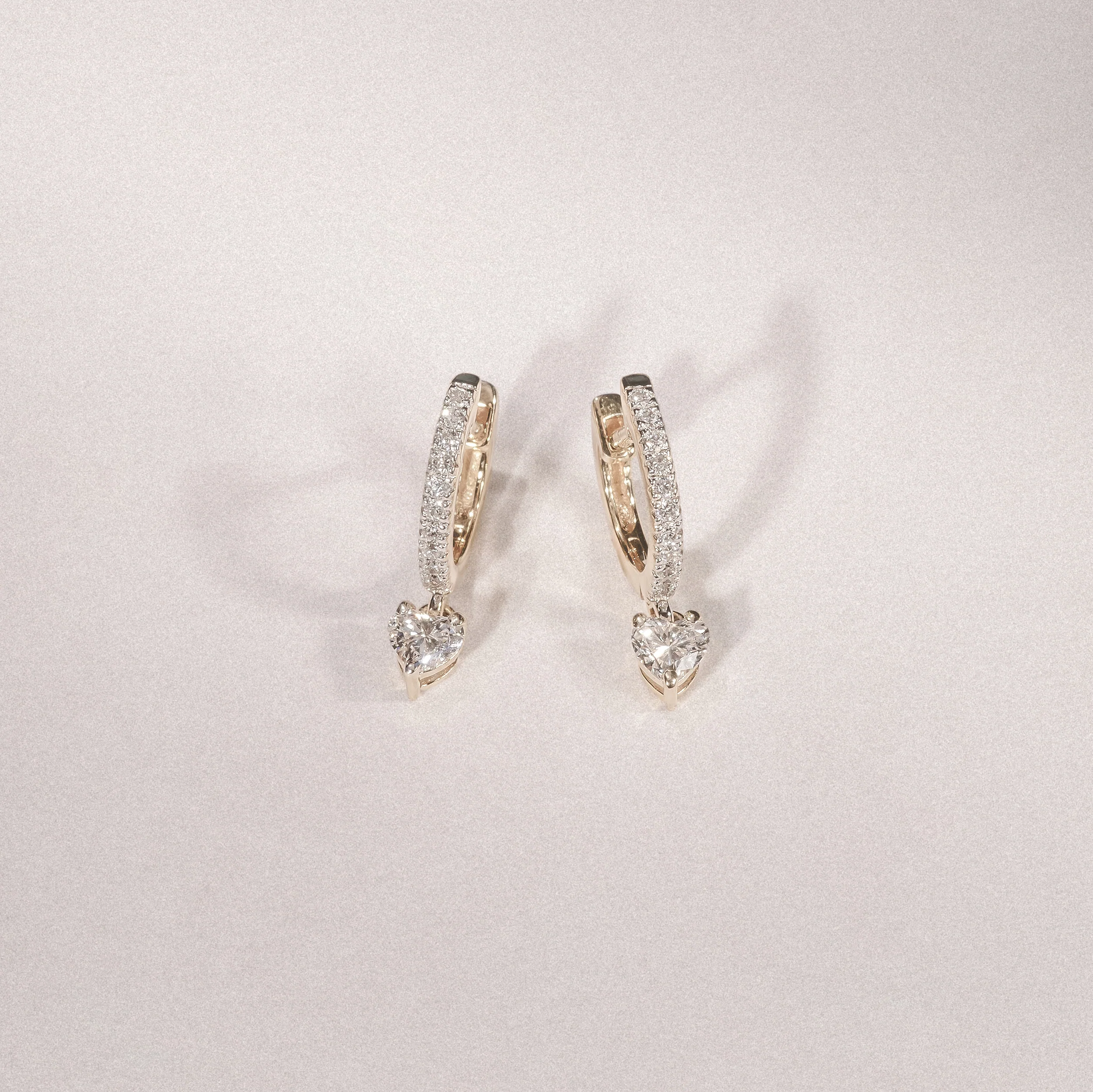 Stellato Heart Drop Huggie Earrings Lab Diamond 0.50ct in 18k Gold Vermeil - Image 2