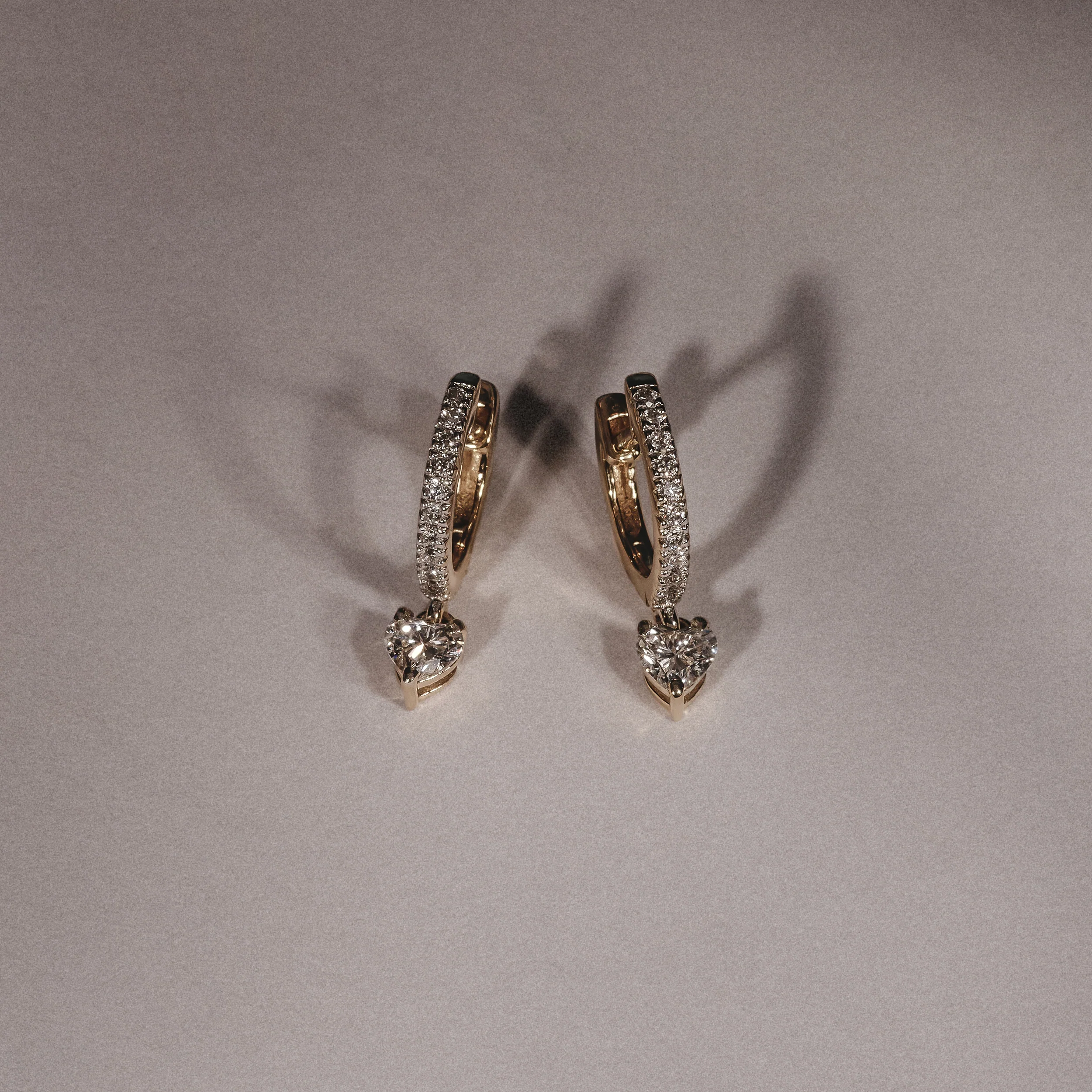 Stellato Heart Drop Huggie Earrings Lab Diamond 0.50ct in 18k Gold Vermeil - Image 4