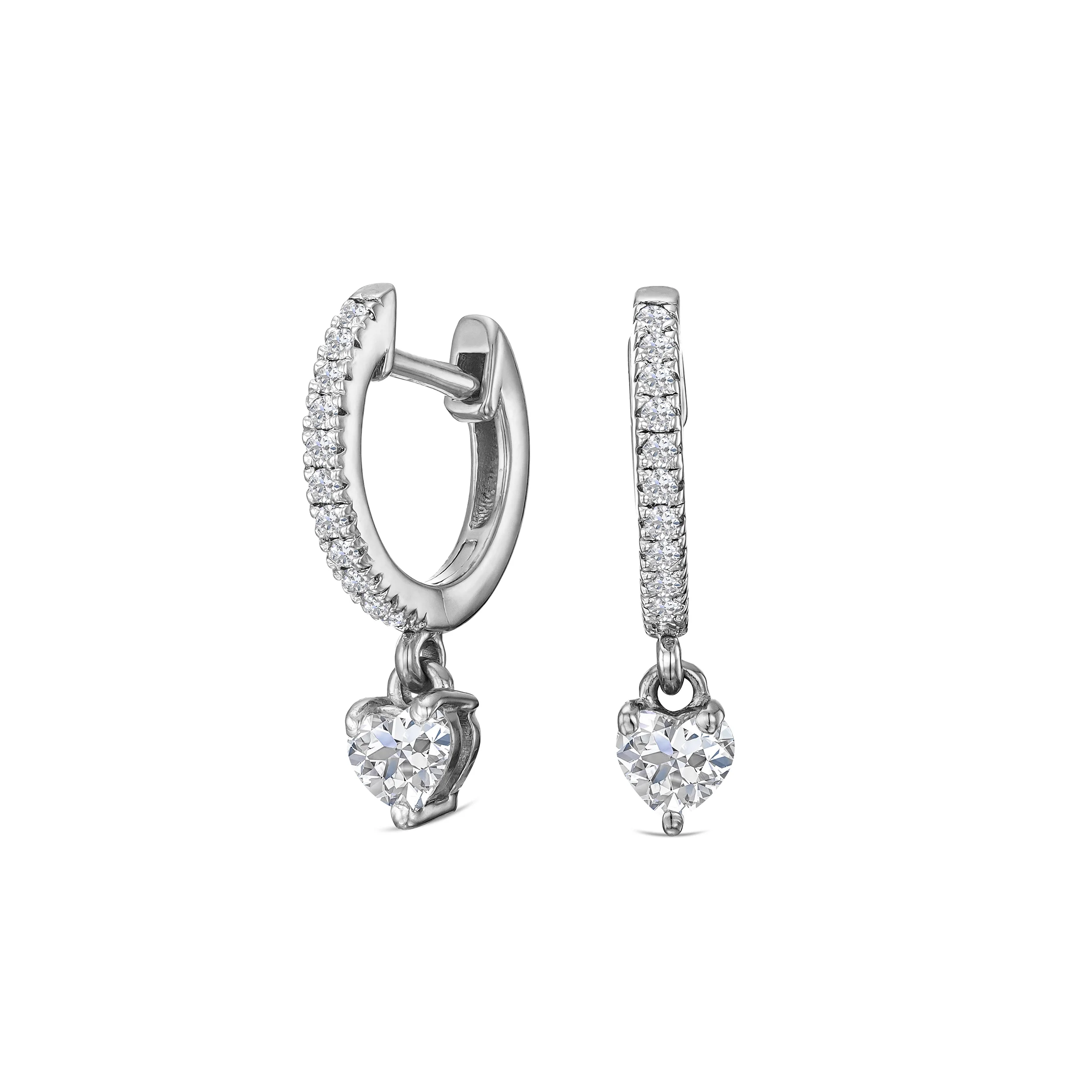 Stellato Heart Drop Huggie Earrings Lab Diamond 0.50ct in 925 SIlver - Image 3