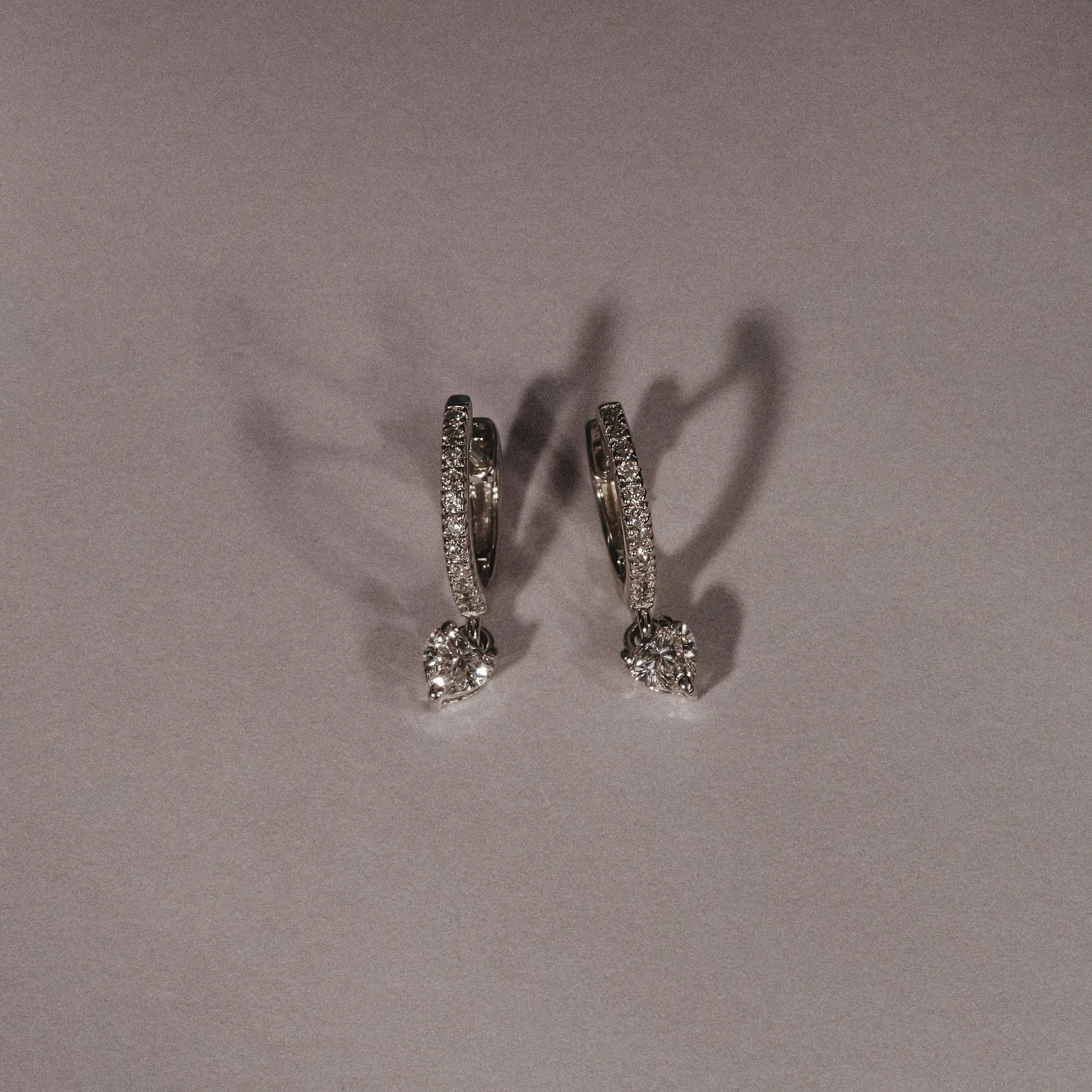 Stellato Heart Drop Huggie Earrings Lab Diamond 0.50ct in 925 SIlver - Image 4
