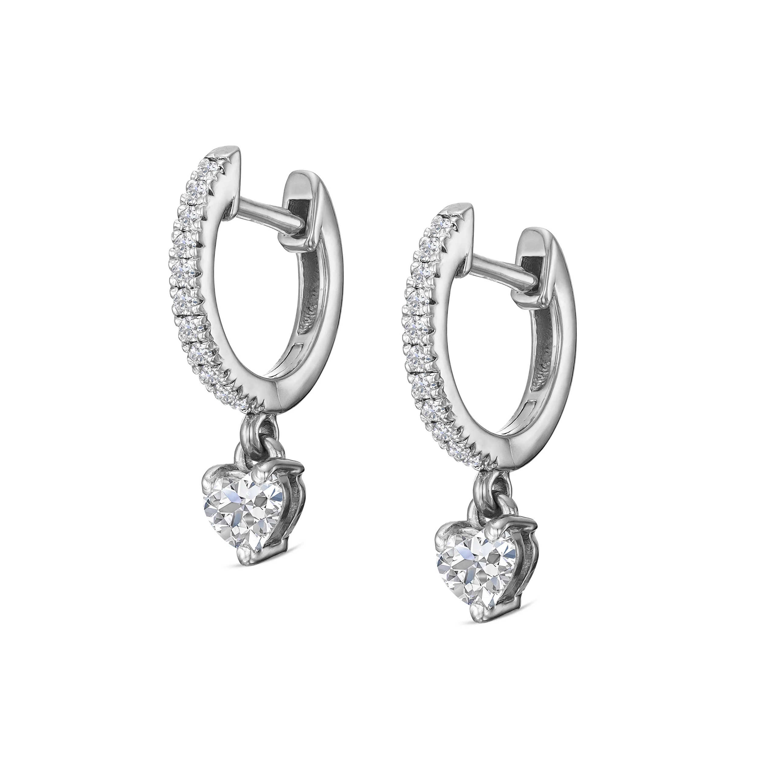 Stellato Heart Drop Huggie Earrings Lab Diamond 0.50ct in 925 SIlver - Image 5