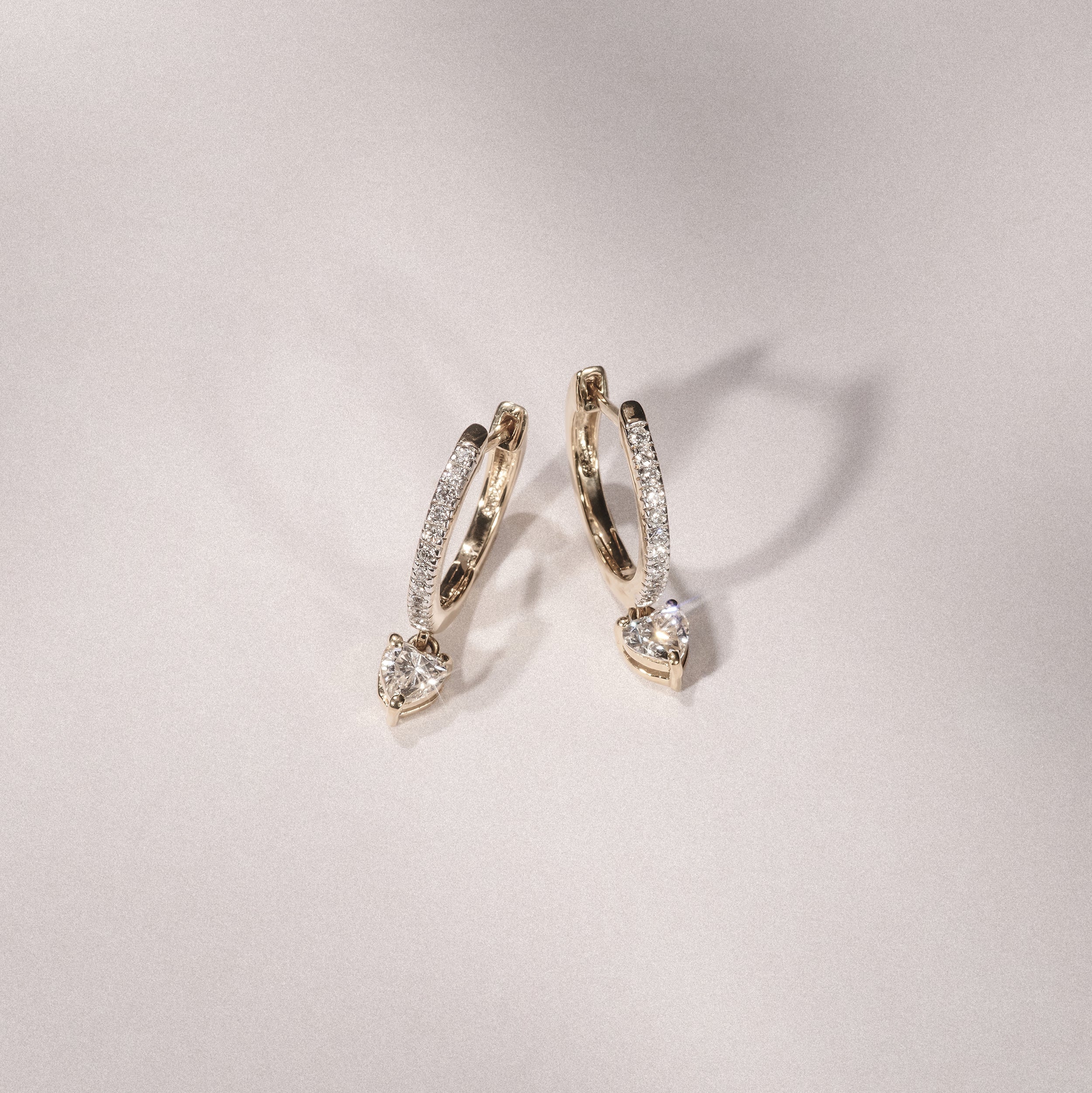 Stellato Heart Drop Huggie Earrings Lab Diamond 1.00ct in 18k Gold Vermeil - Image 2