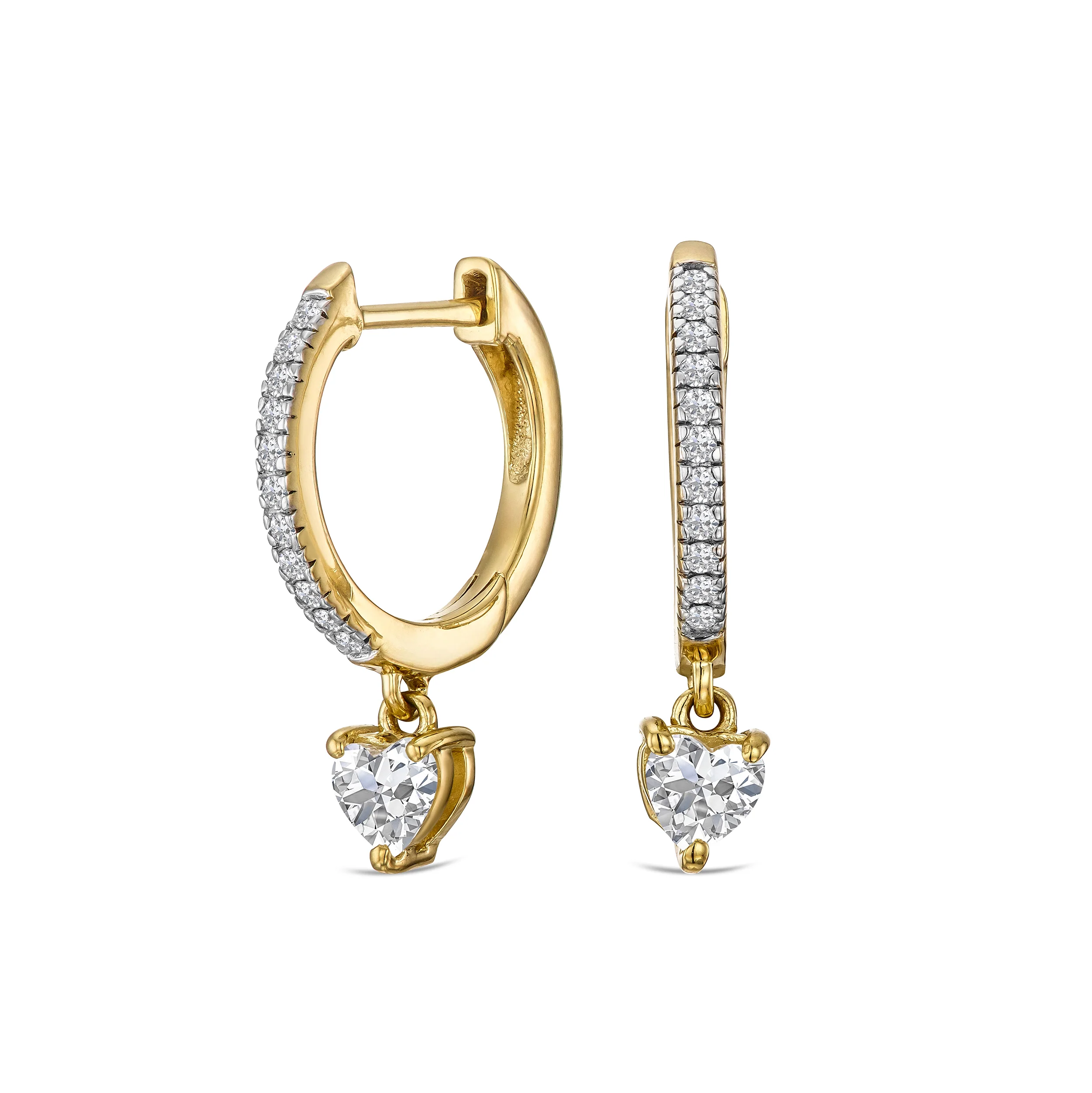 Stellato Heart Drop Huggie Earrings Lab Diamond 1.00ct in 18k Gold Vermeil - Image 3