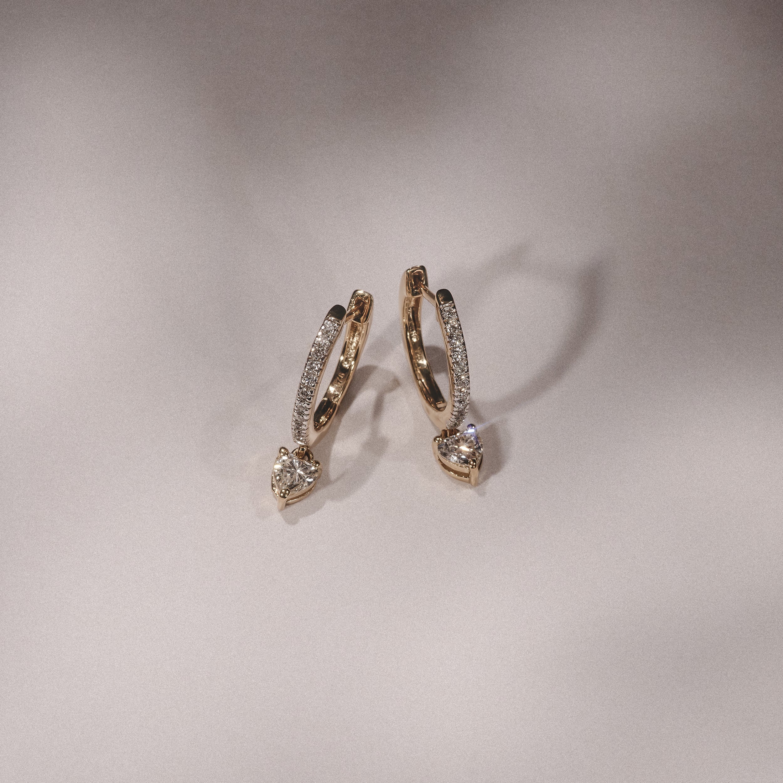 Stellato Heart Drop Huggie Earrings Lab Diamond 1.00ct in 18k Gold Vermeil - Image 4