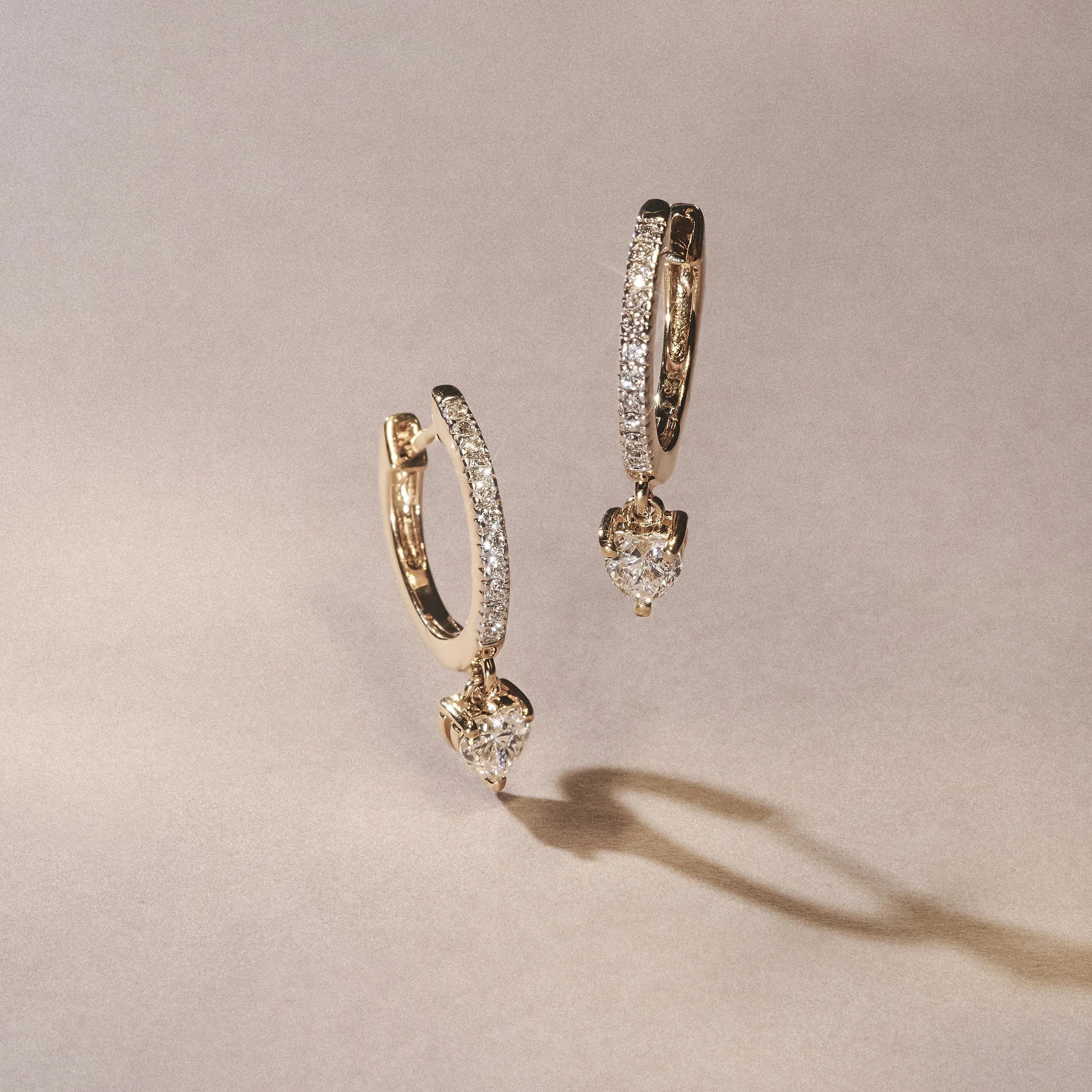 Stellato Heart Drop Huggie Earrings Lab Diamond 1.00ct in 18k Gold Vermeil - Image 6