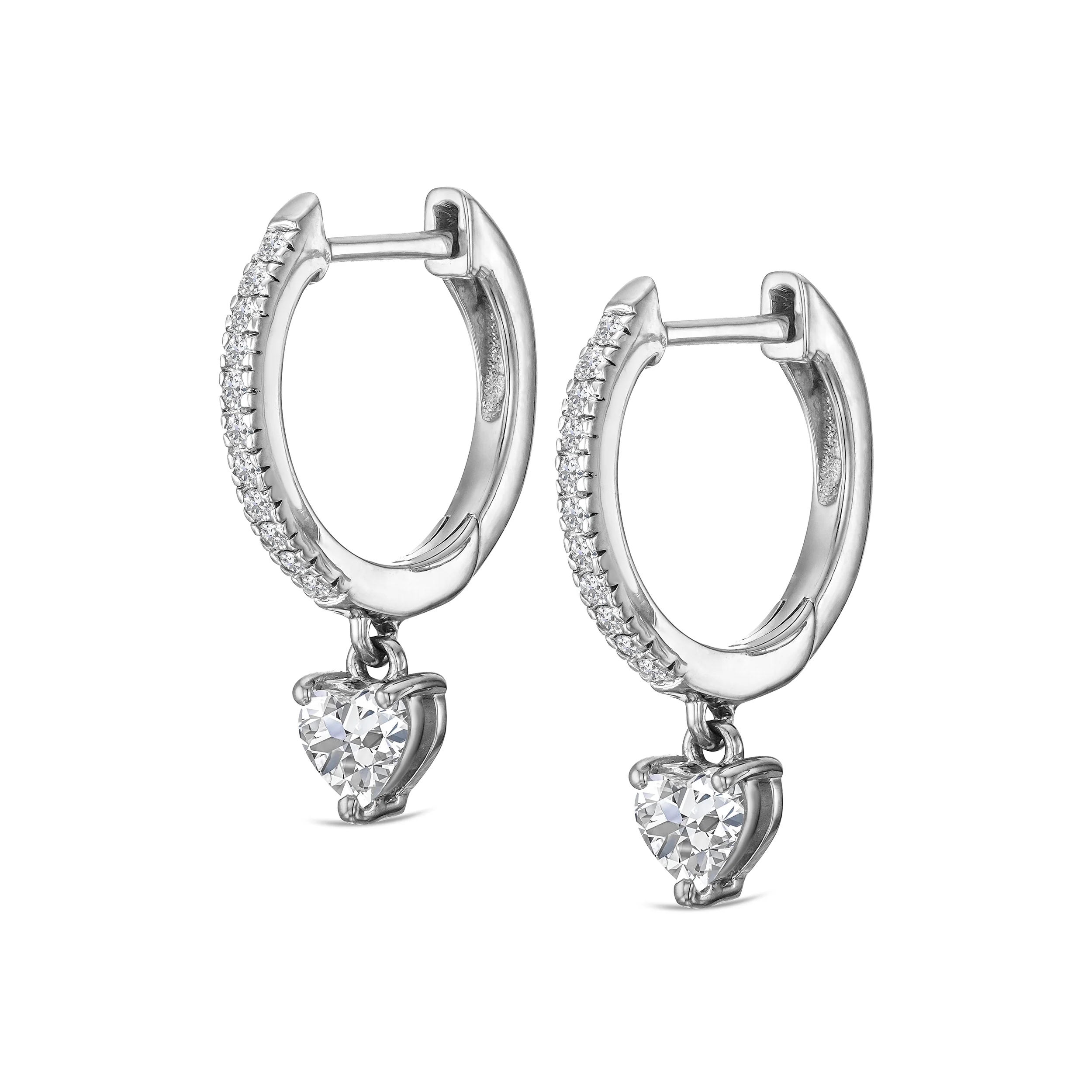 Stellato Heart Drop Huggie Earrings Lab Diamond 1.00ct in 925 SIlver - Image 5