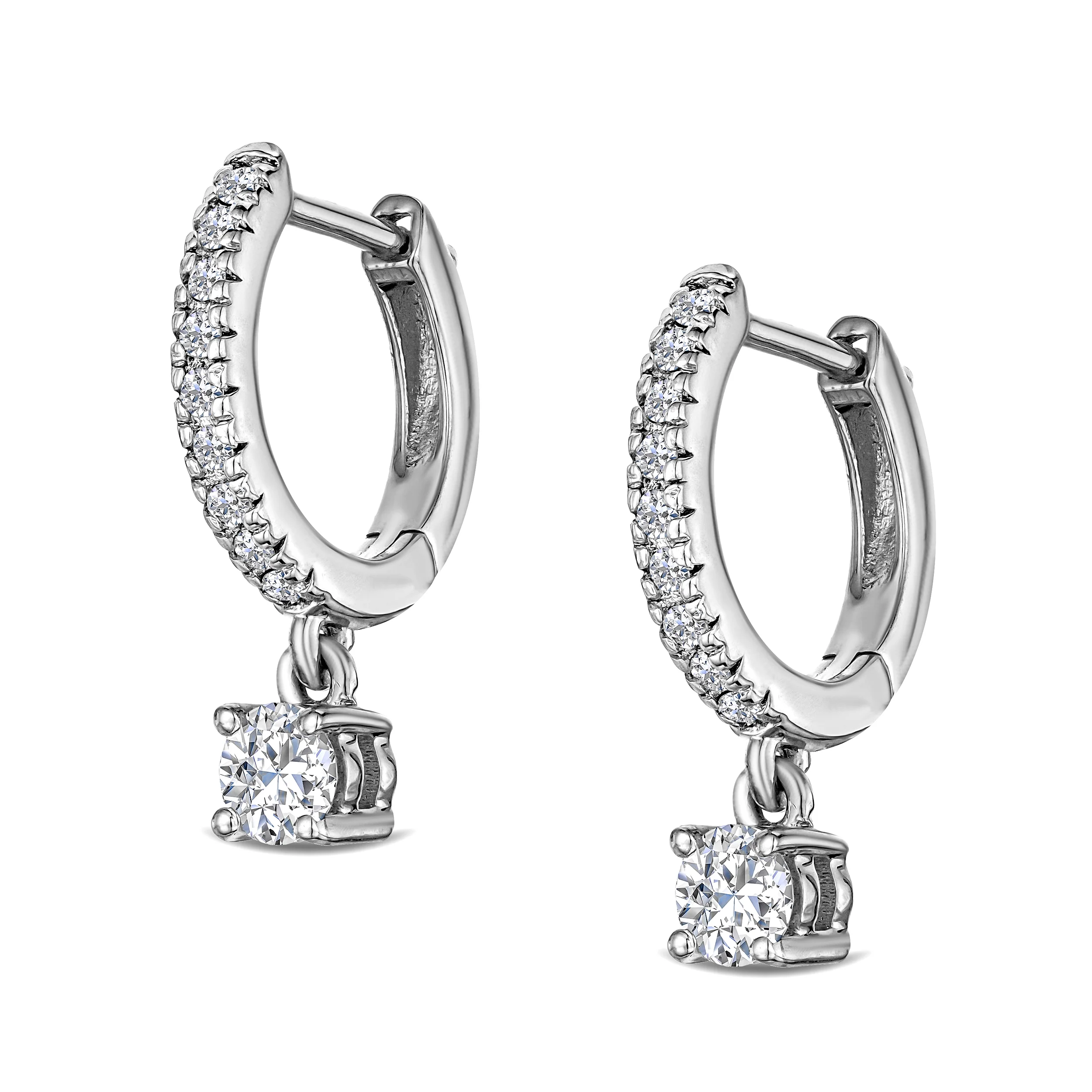 Stellato Huggie Drop Lab Diamond Earrings 0.50ct in 925 Sterling Silver - Image 3
