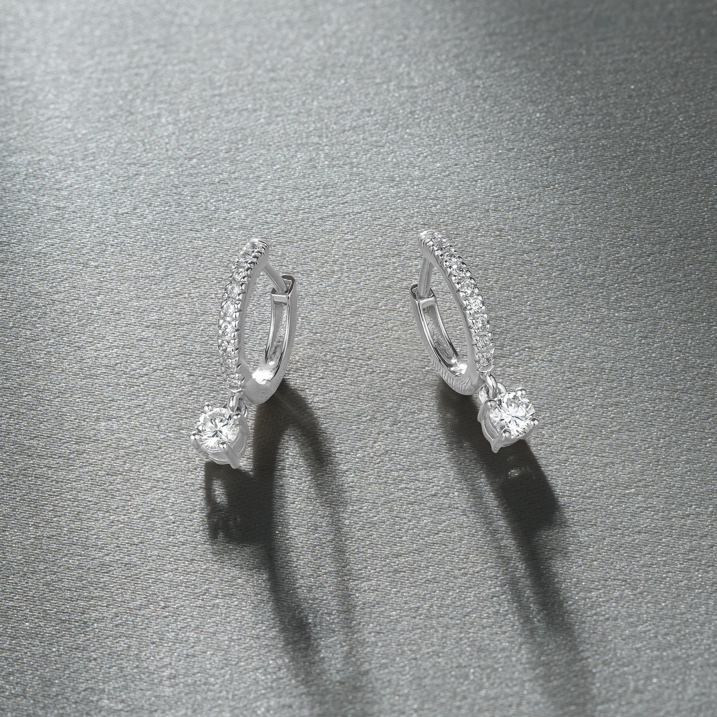 Stellato Huggie Drop Lab Diamond Earrings 0.50ct in 925 Sterling Silver - Image 5