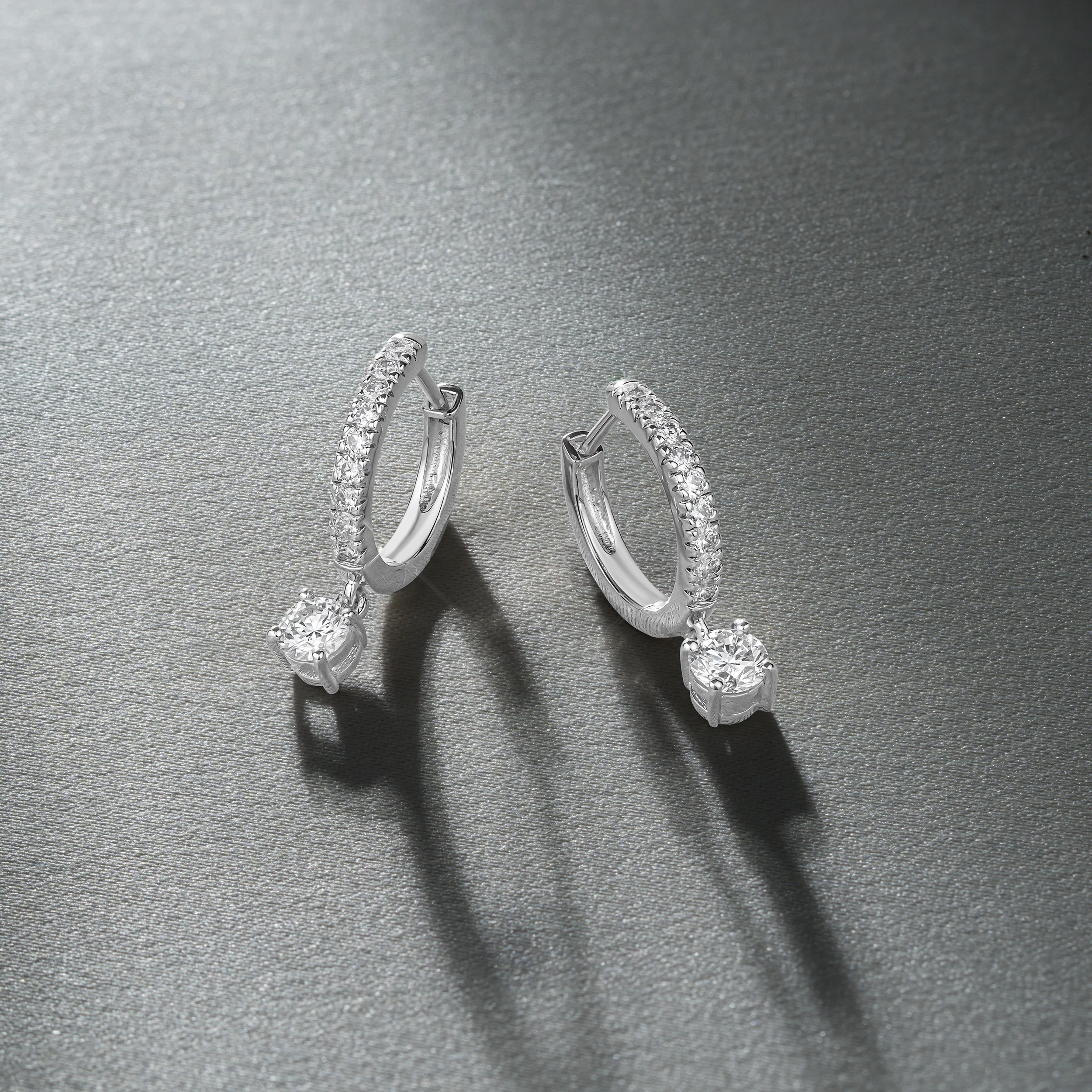 Stellato Huggie Drop Lab Diamond Earrings 1.00ct in 925 Sterling Silver - Image 6