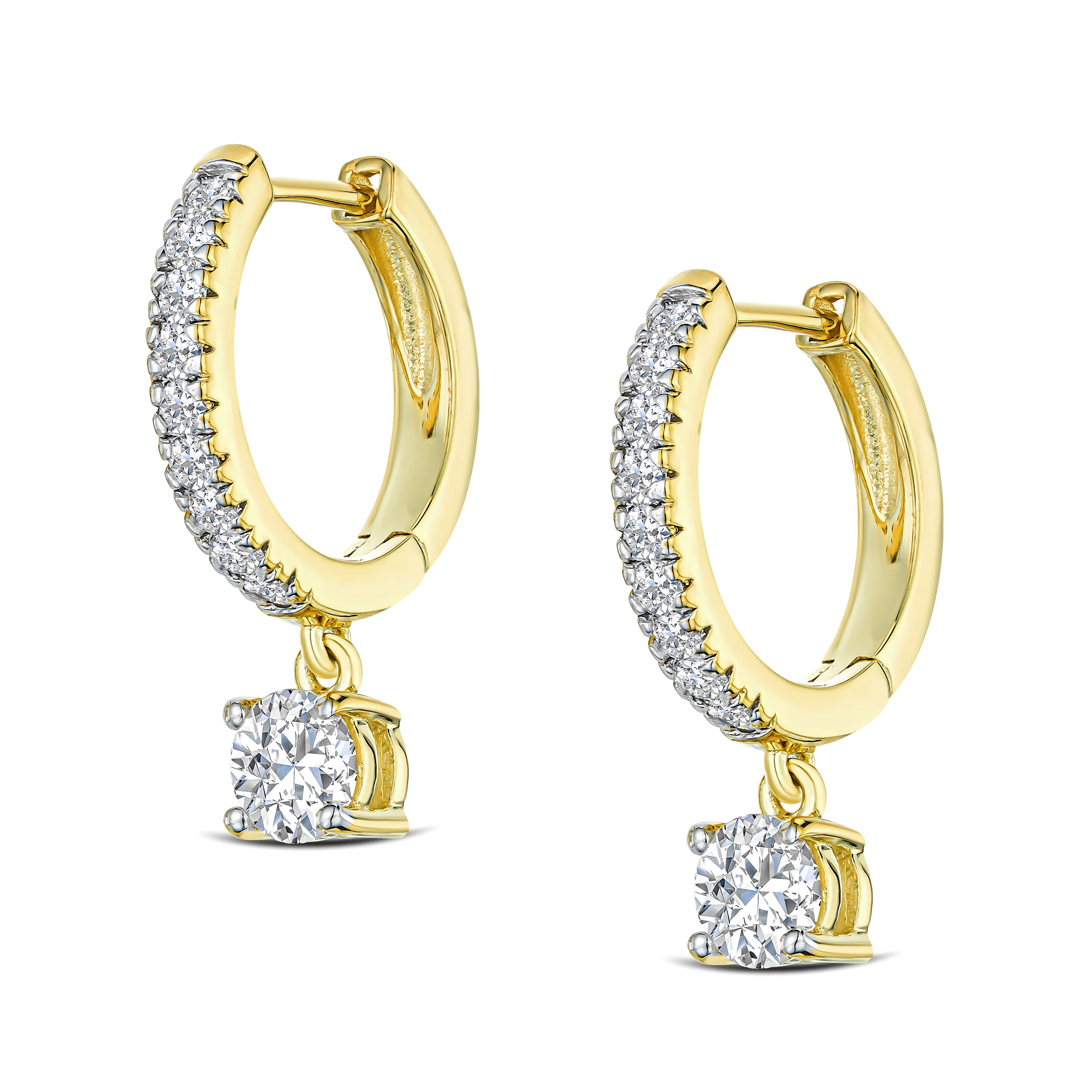 Stellato Hoop Drop Lab Diamond Earrings 1.00ct in 9K Gold - Image 3