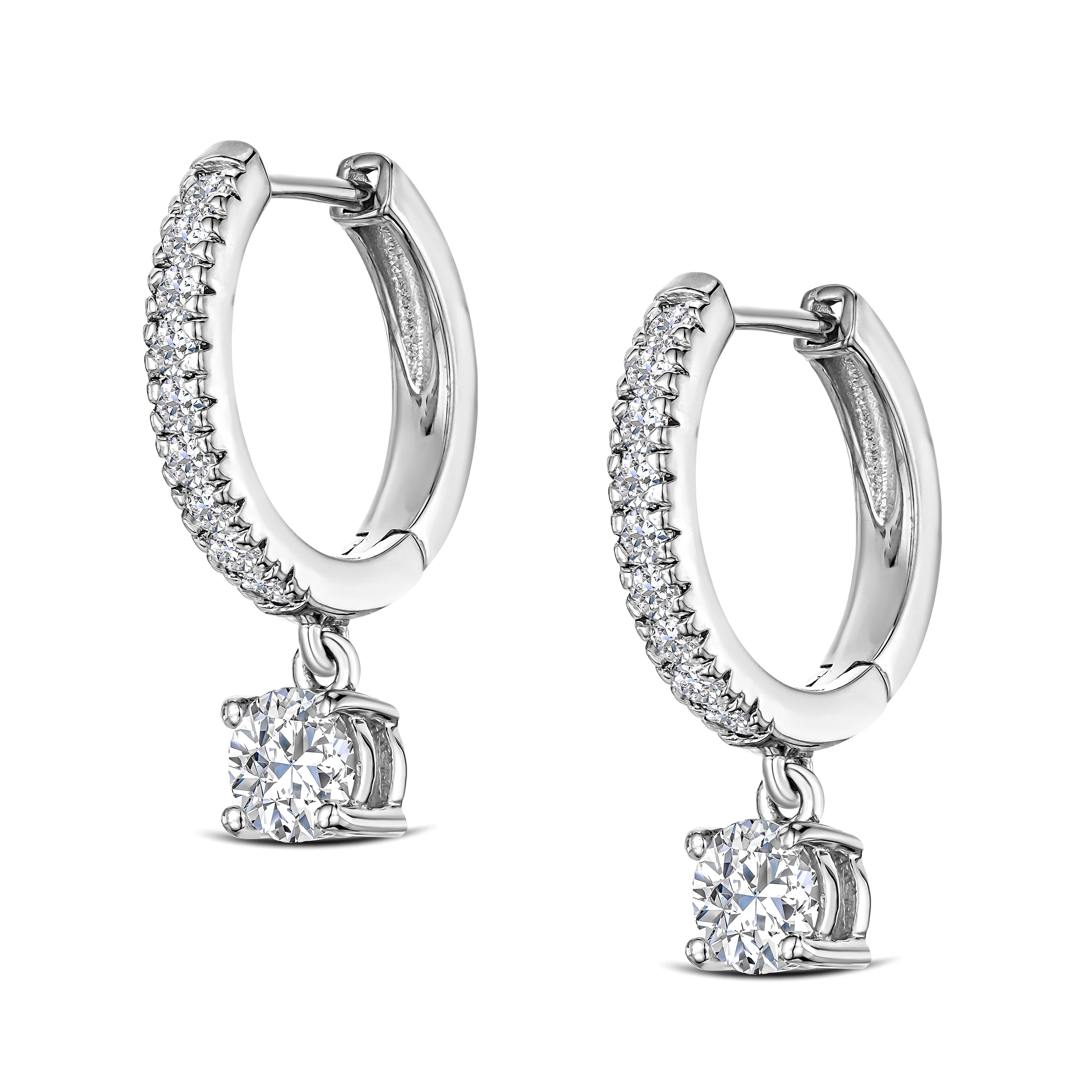 Stellato Hoop Drop Lab Diamond Earrings 1.00ct in 9K White Gold - Image 3