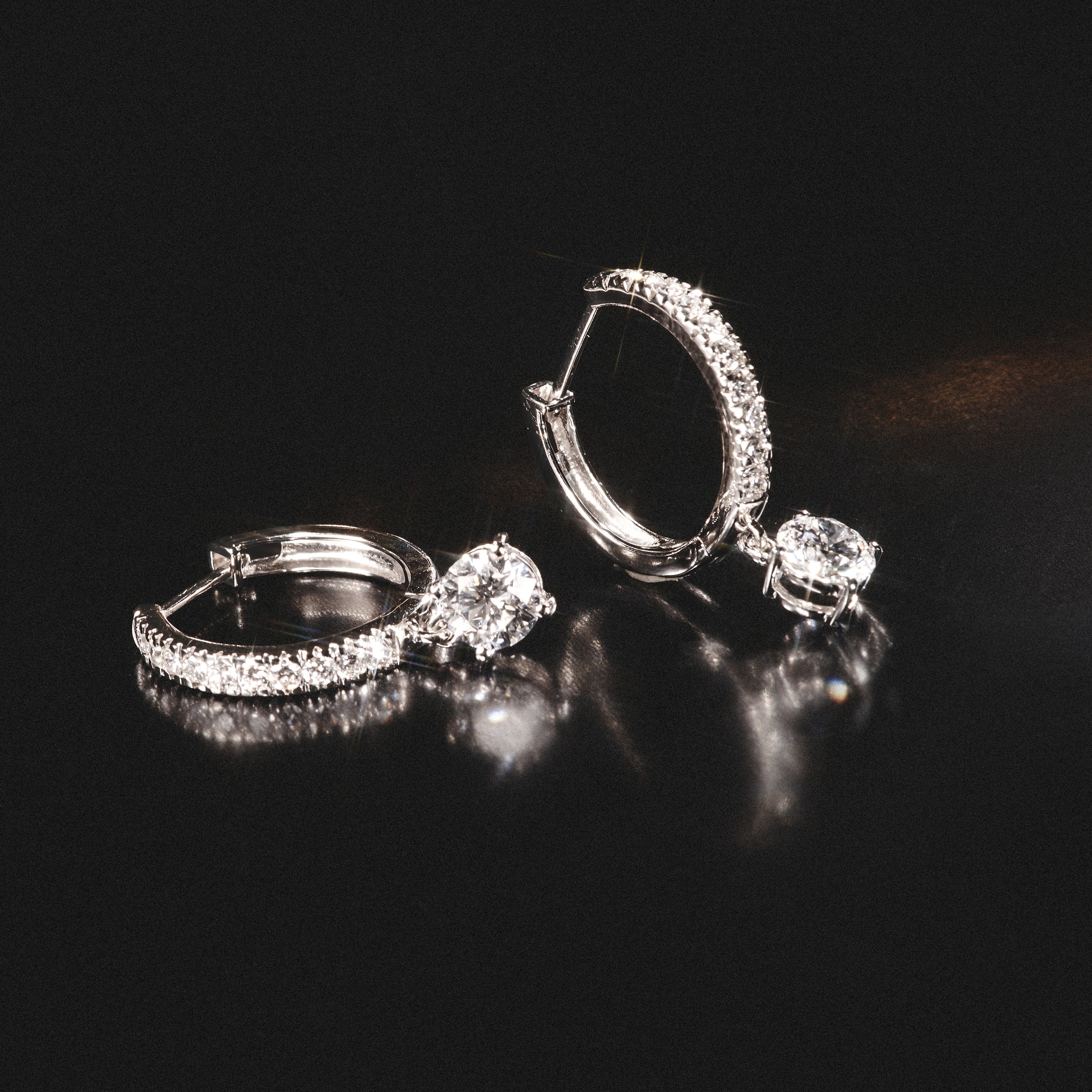 Stellato Hoop Drop Lab Diamond Earrings 1.00ct in 9K White Gold - Image 5